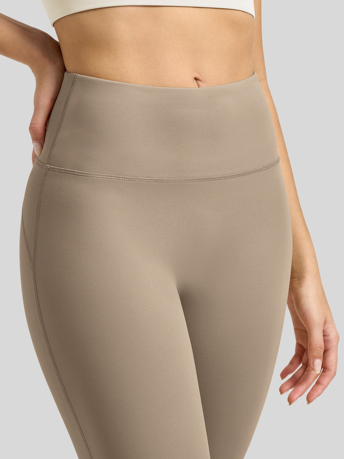 Willit Women's Butterflux Yoga Flare Leggings 30.5 Inch in taupe