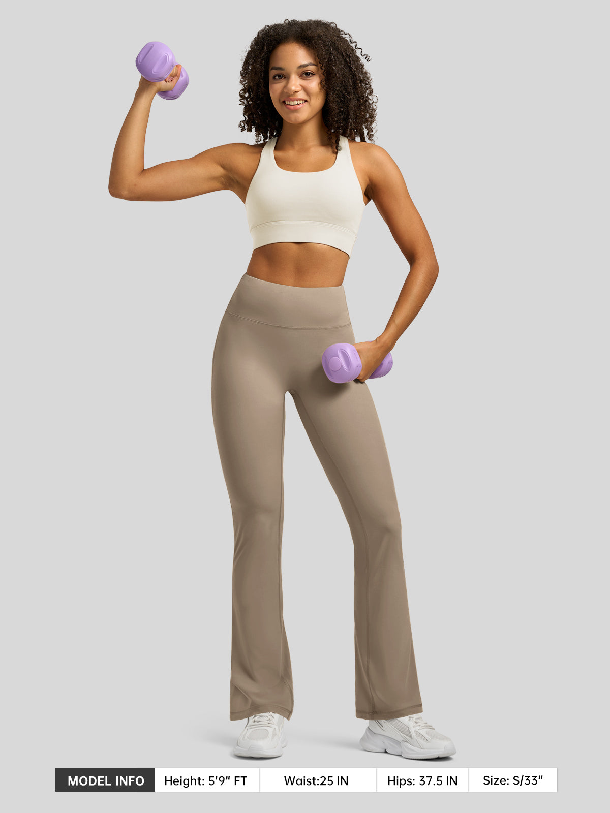 Willit Women's Butterflux Yoga Flare Leggings 29 Inch in taupe