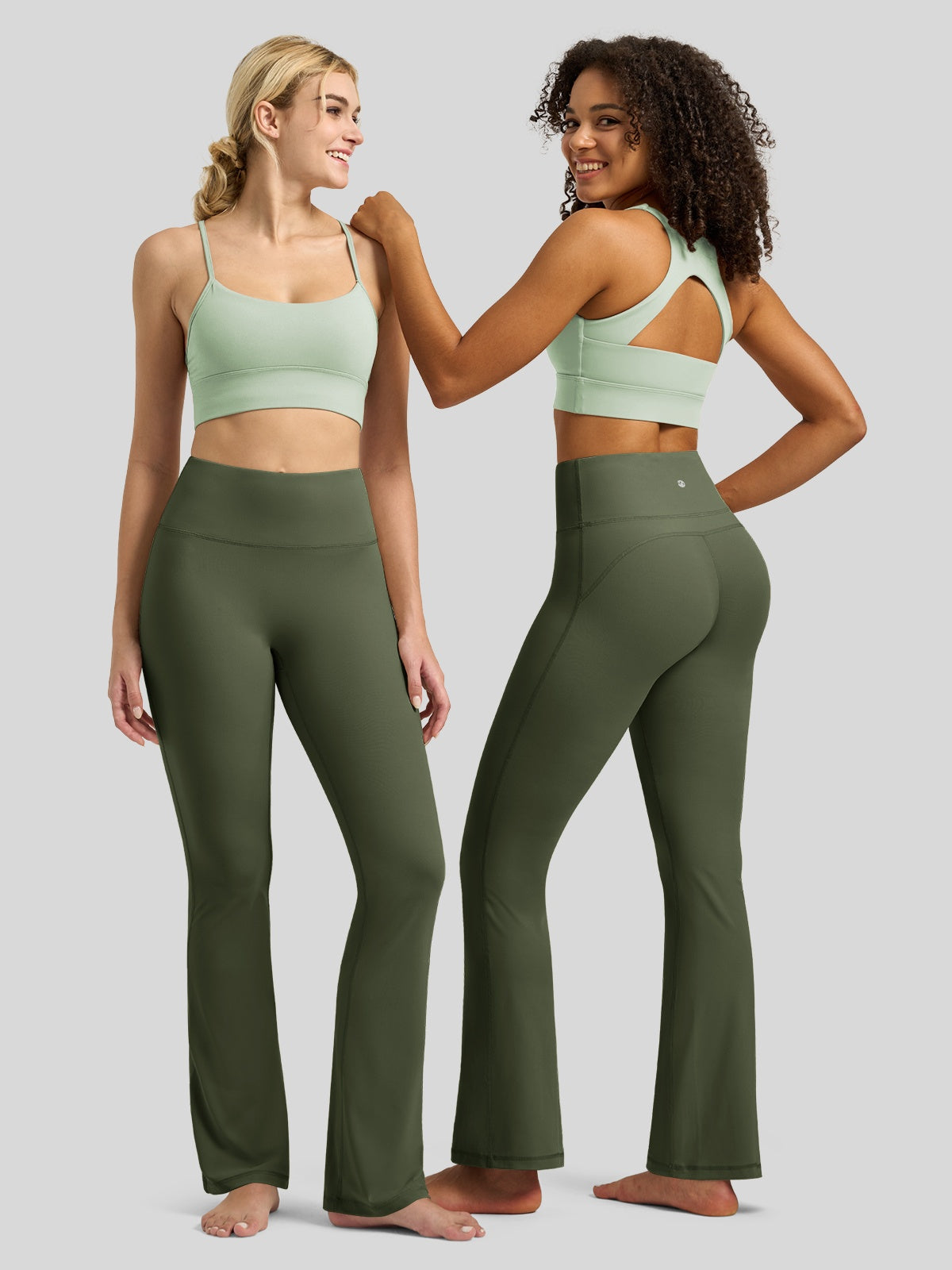 Willit Women's Butterflux Yoga Flare Leggings 29 Inch in green