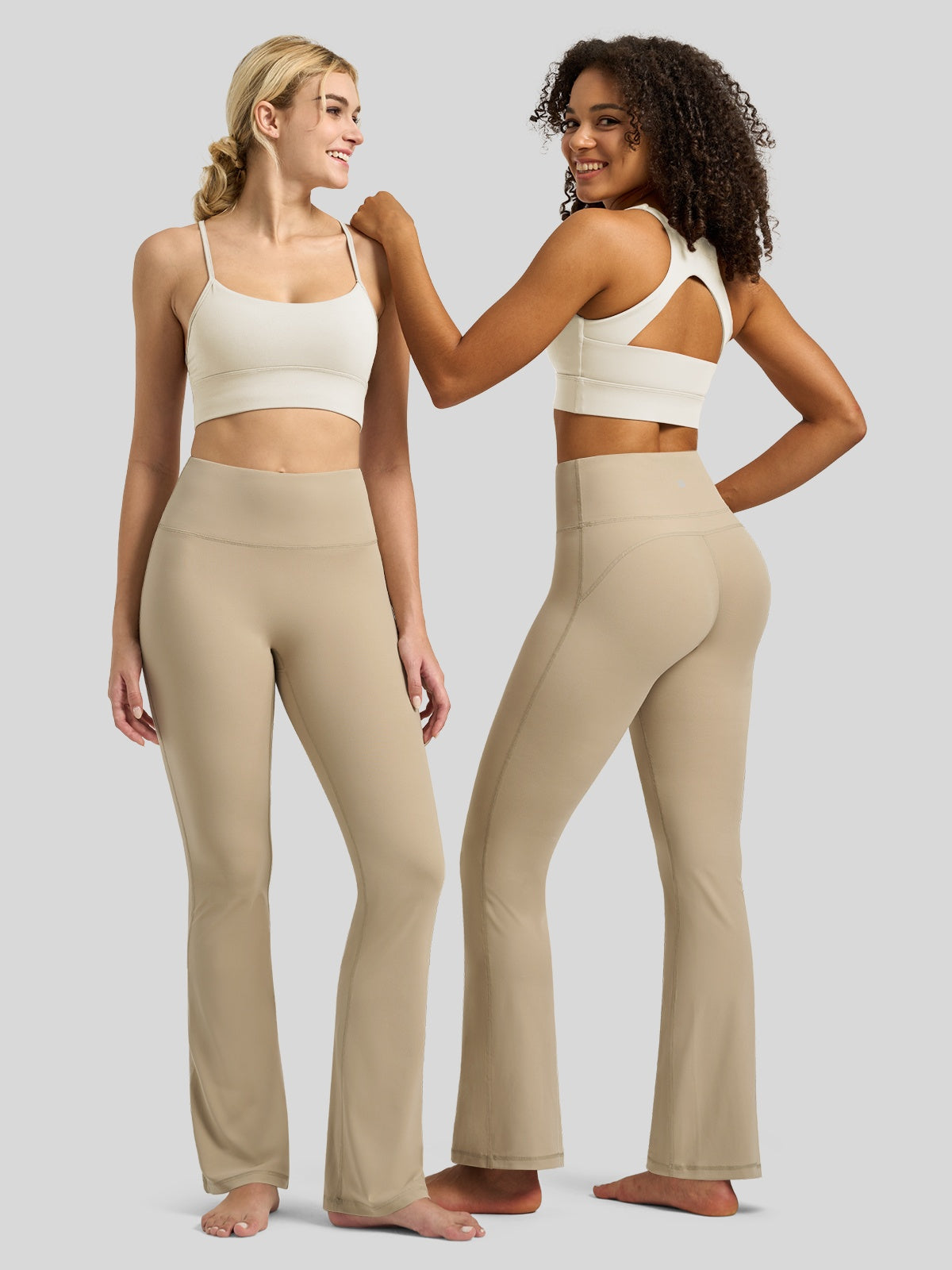 Willit Women's Butterflux Yoga Flare Leggings 33 Inch in khaki