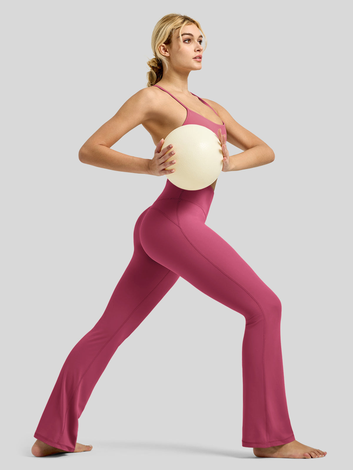 Willit Women's Butterflux Yoga Flare Leggings 33 Inch in red