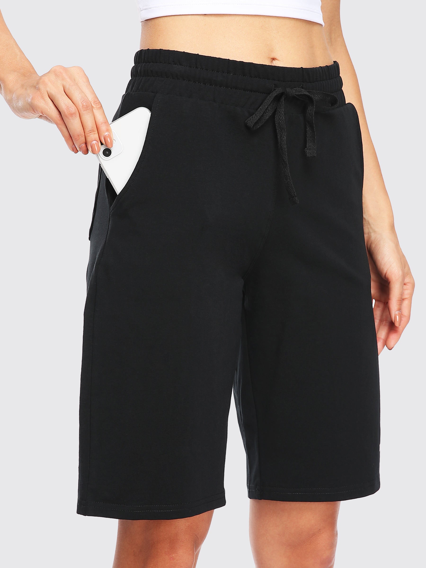 Womens Cotton Bermuda Shorts black