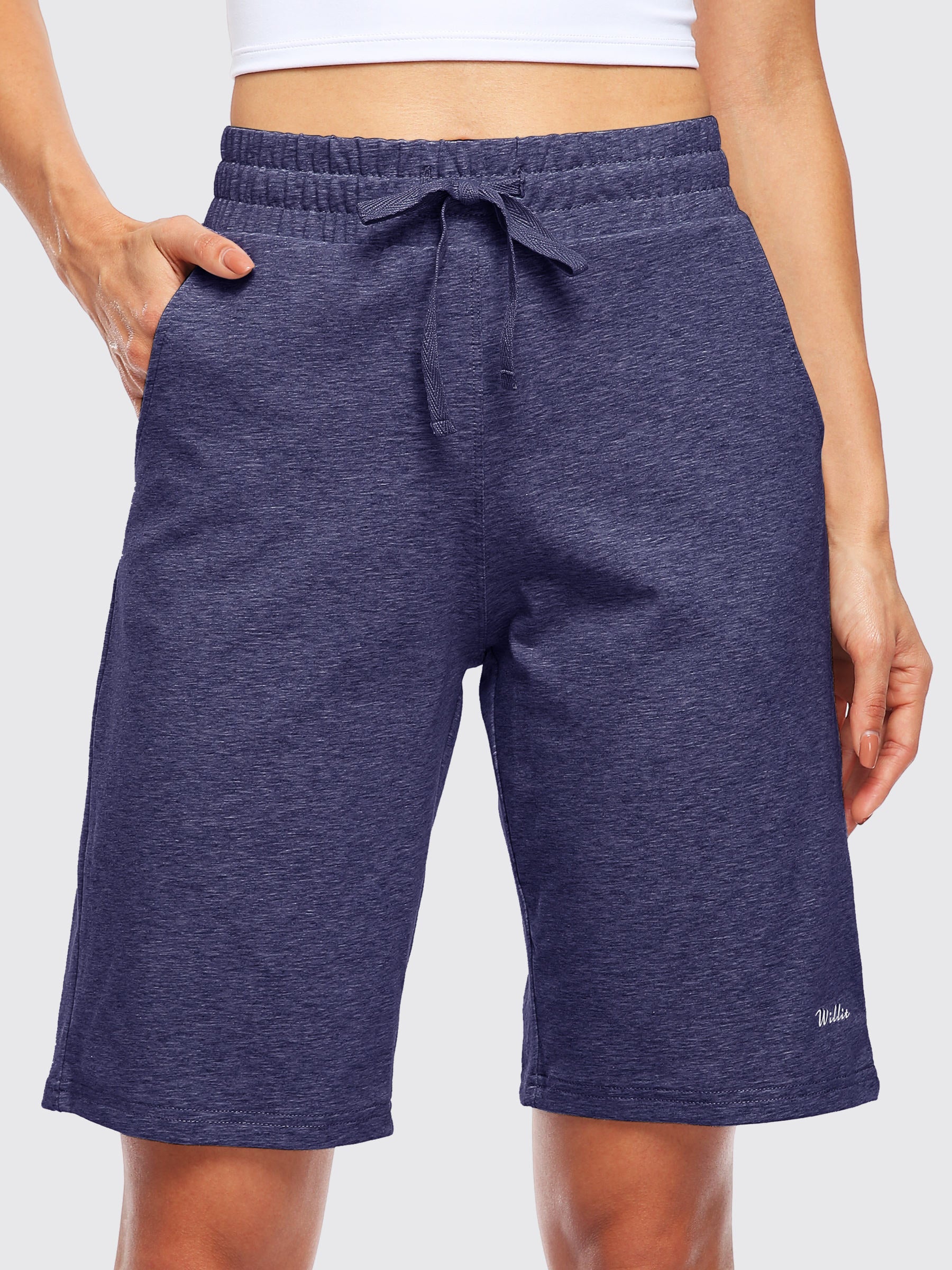 Womens Cotton Bermuda Shorts bluish violet