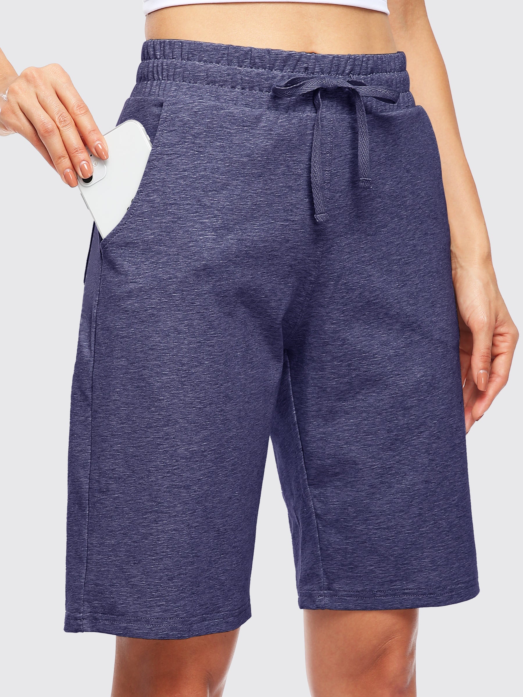 Womens Cotton Bermuda Shorts bluish violet