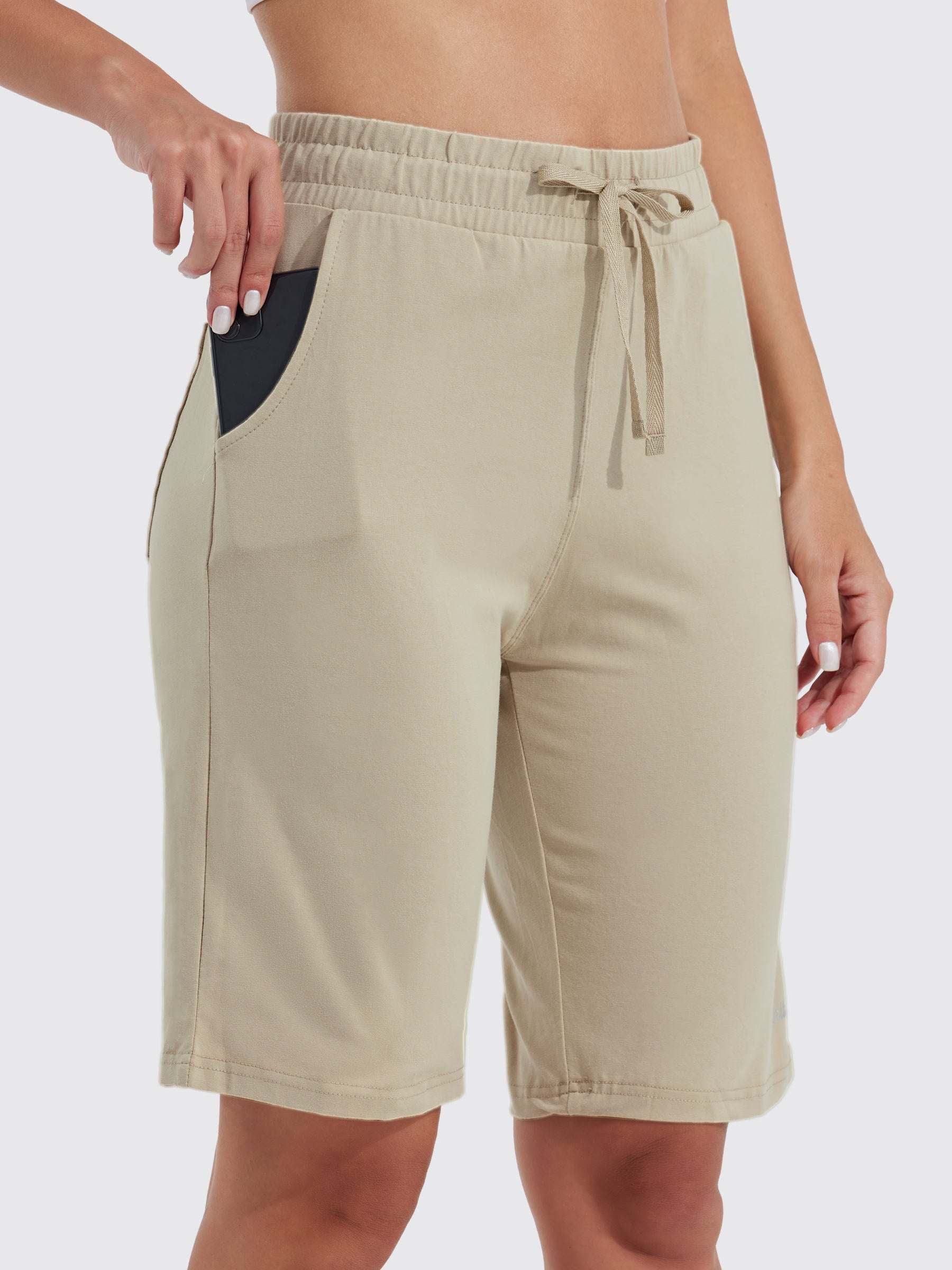Womens Cotton Bermuda Shorts khaki