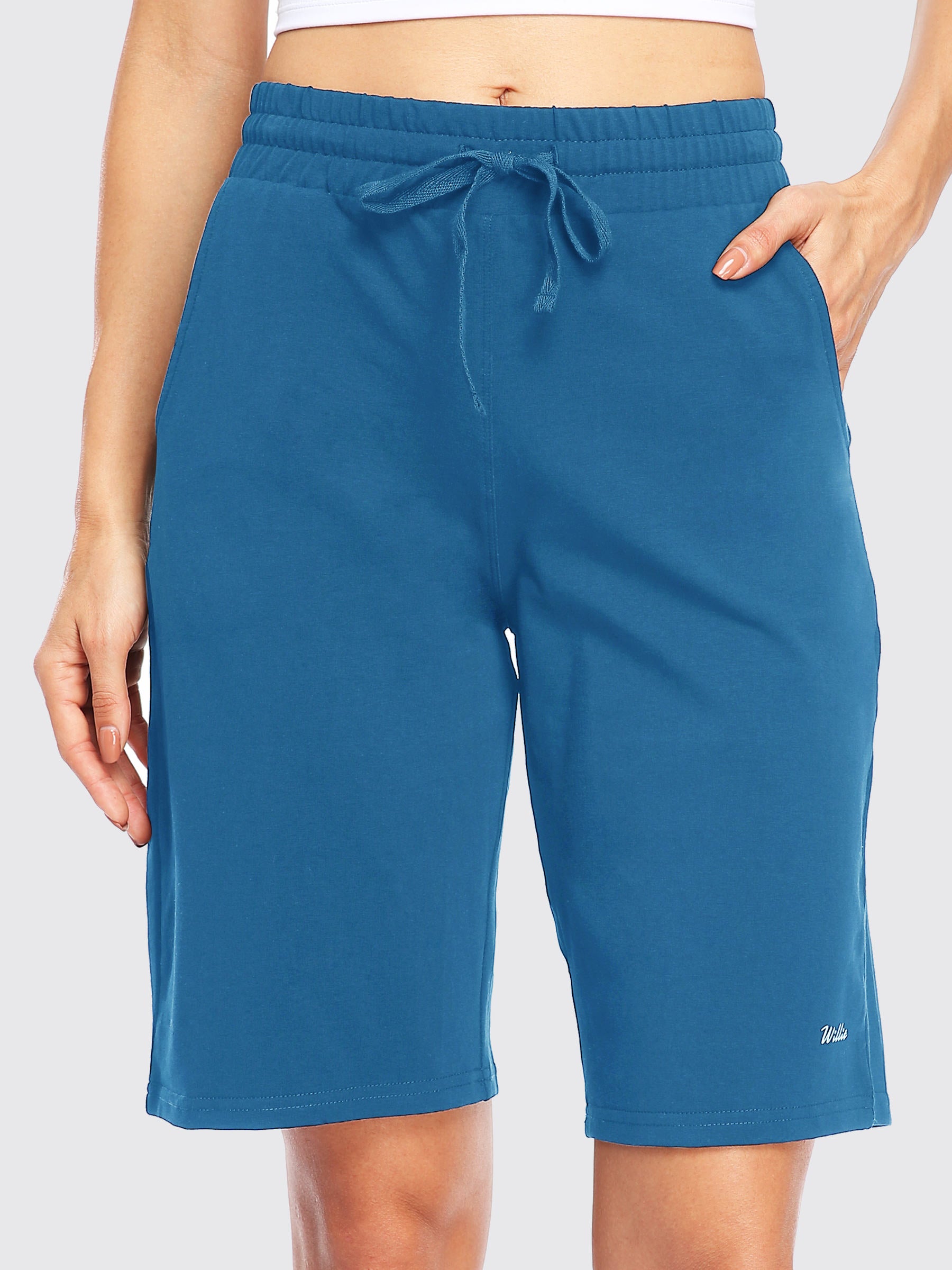 Womens Cotton Bermuda Shorts ocean blue