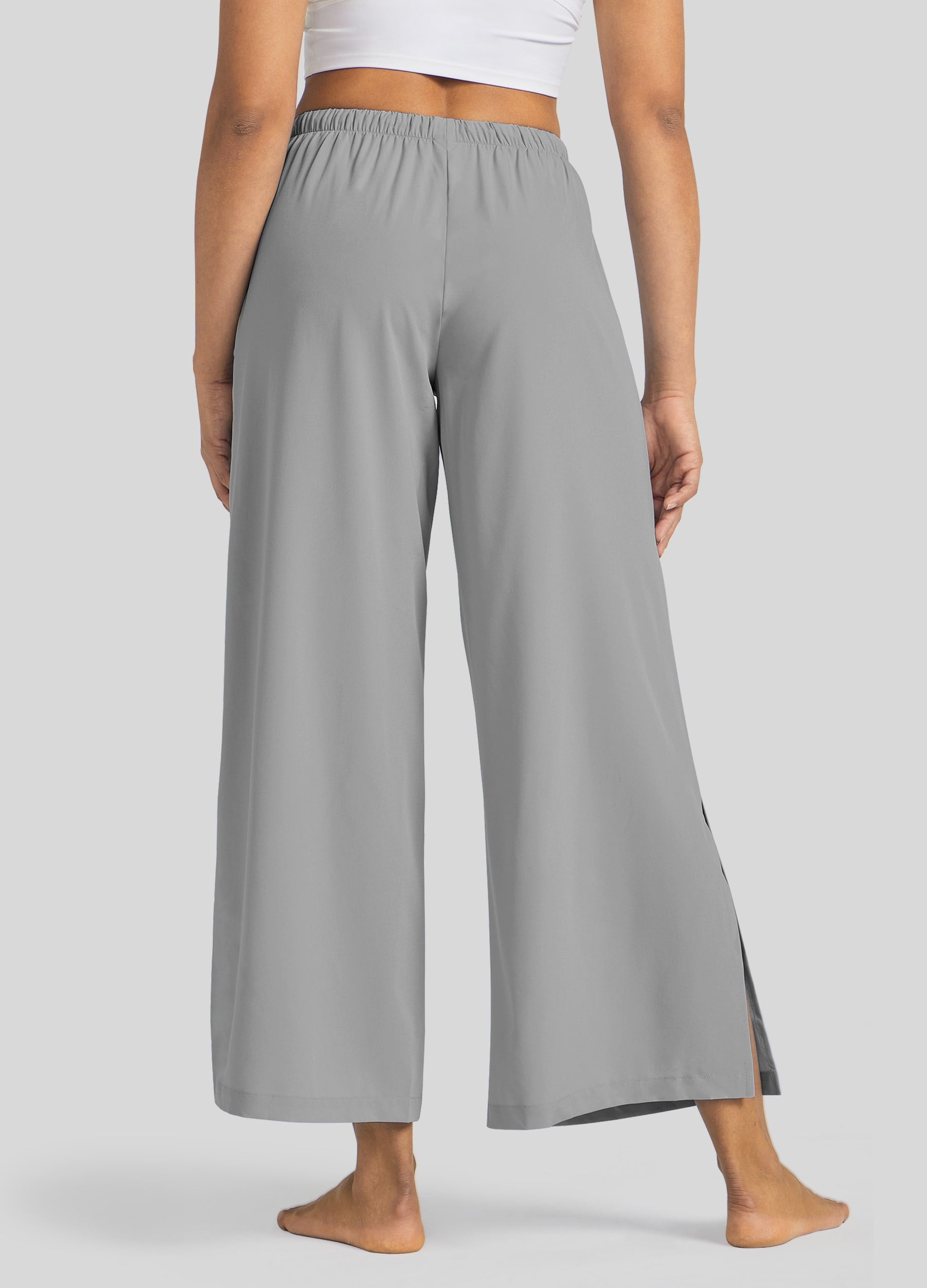 Womens Wide-Leg Cropped Pants light gray