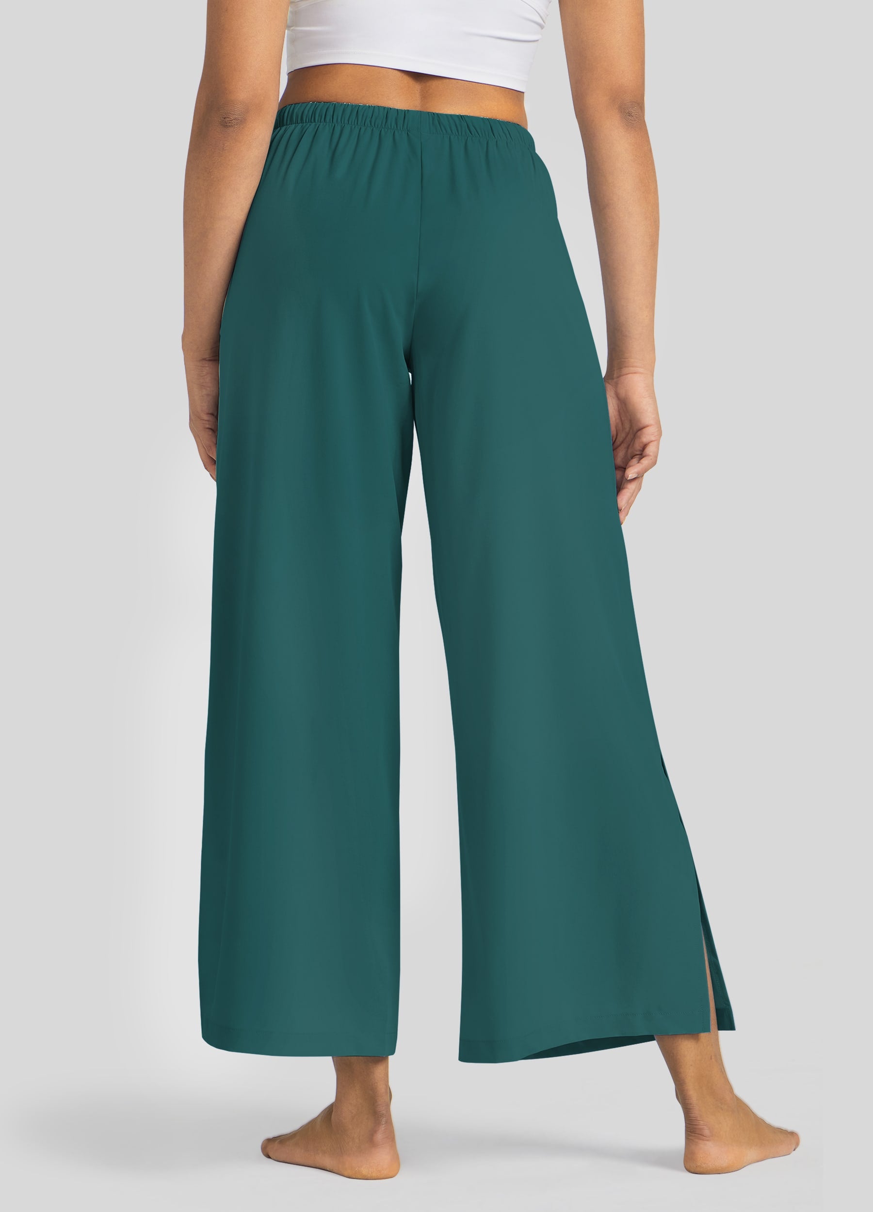Womens Wide-Leg Cropped Pants mallad green