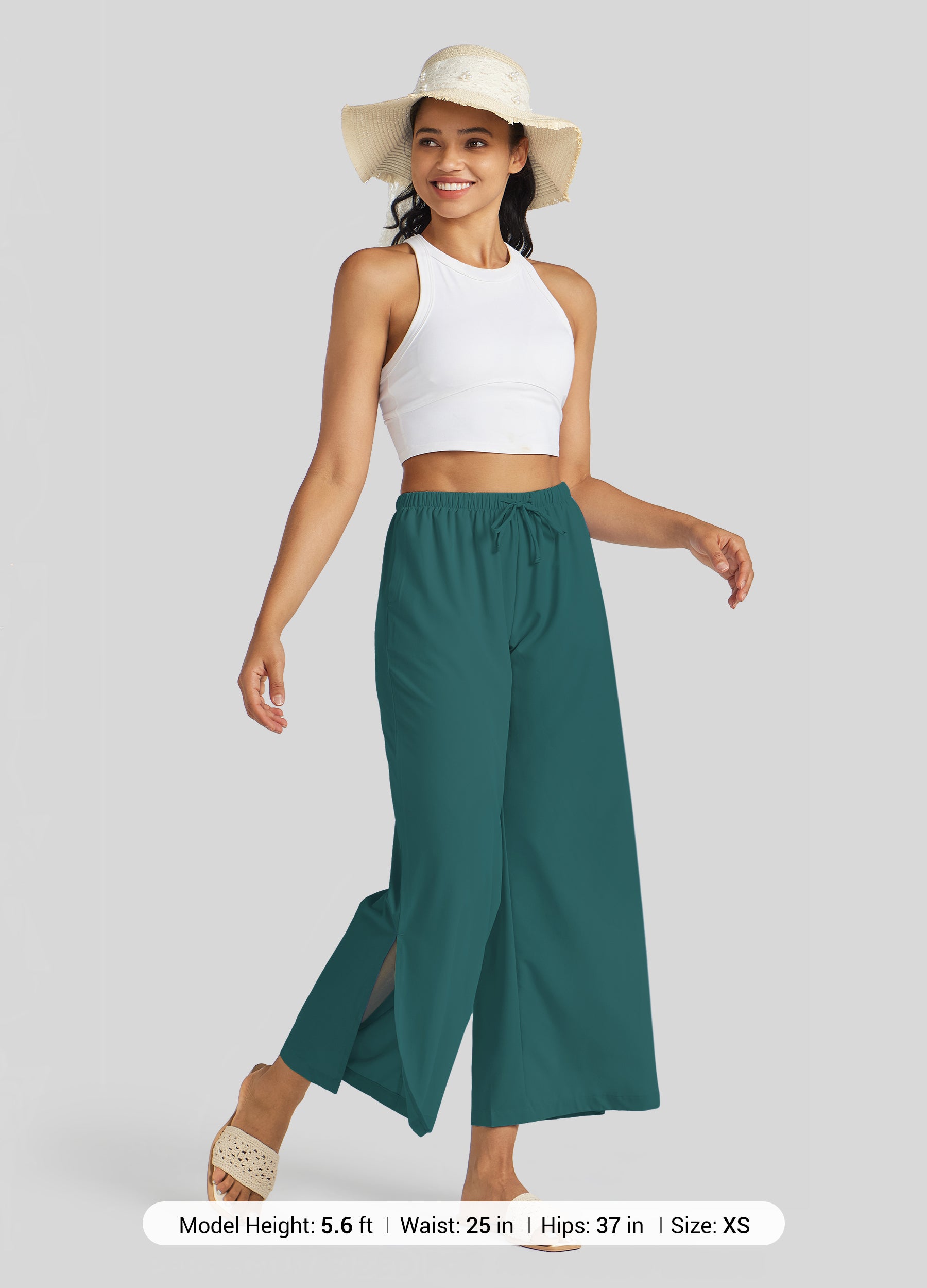 Womens Wide-Leg Cropped Pants mallad green