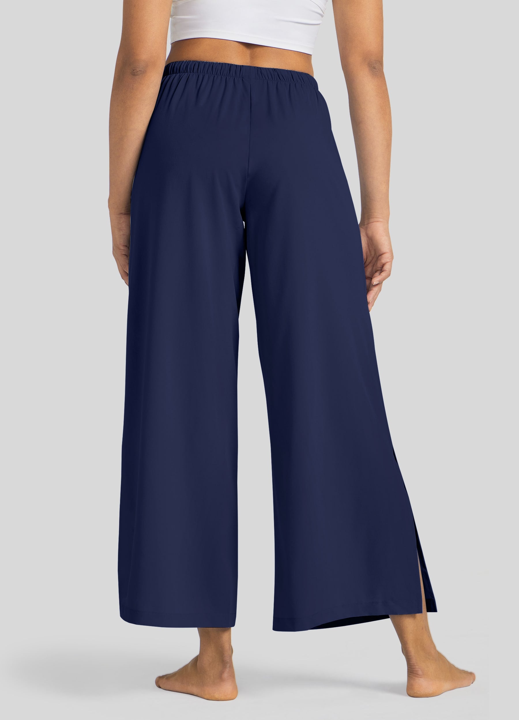Womens Wide-Leg Cropped Pants navy