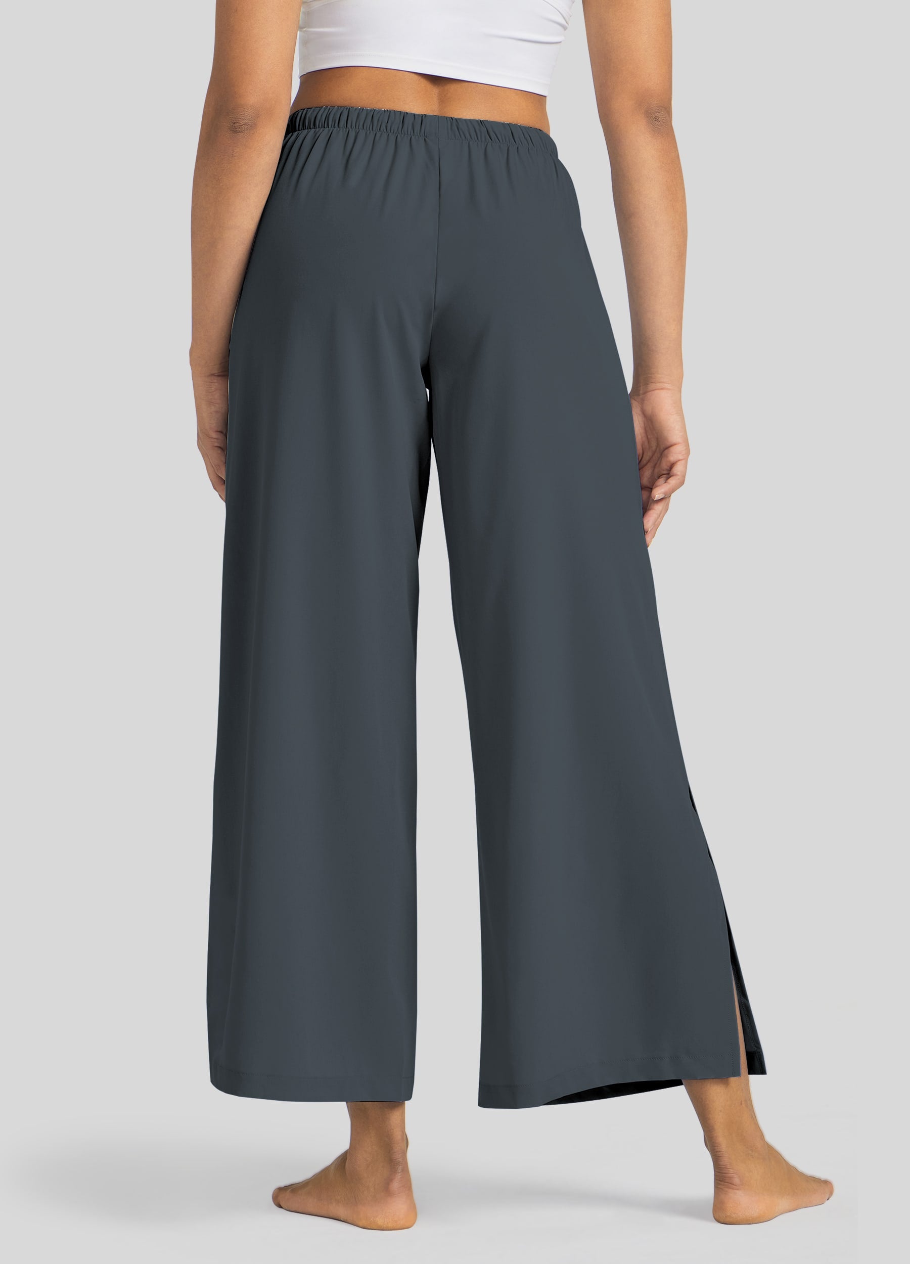 Womens Wide-Leg Cropped Pants steel gray