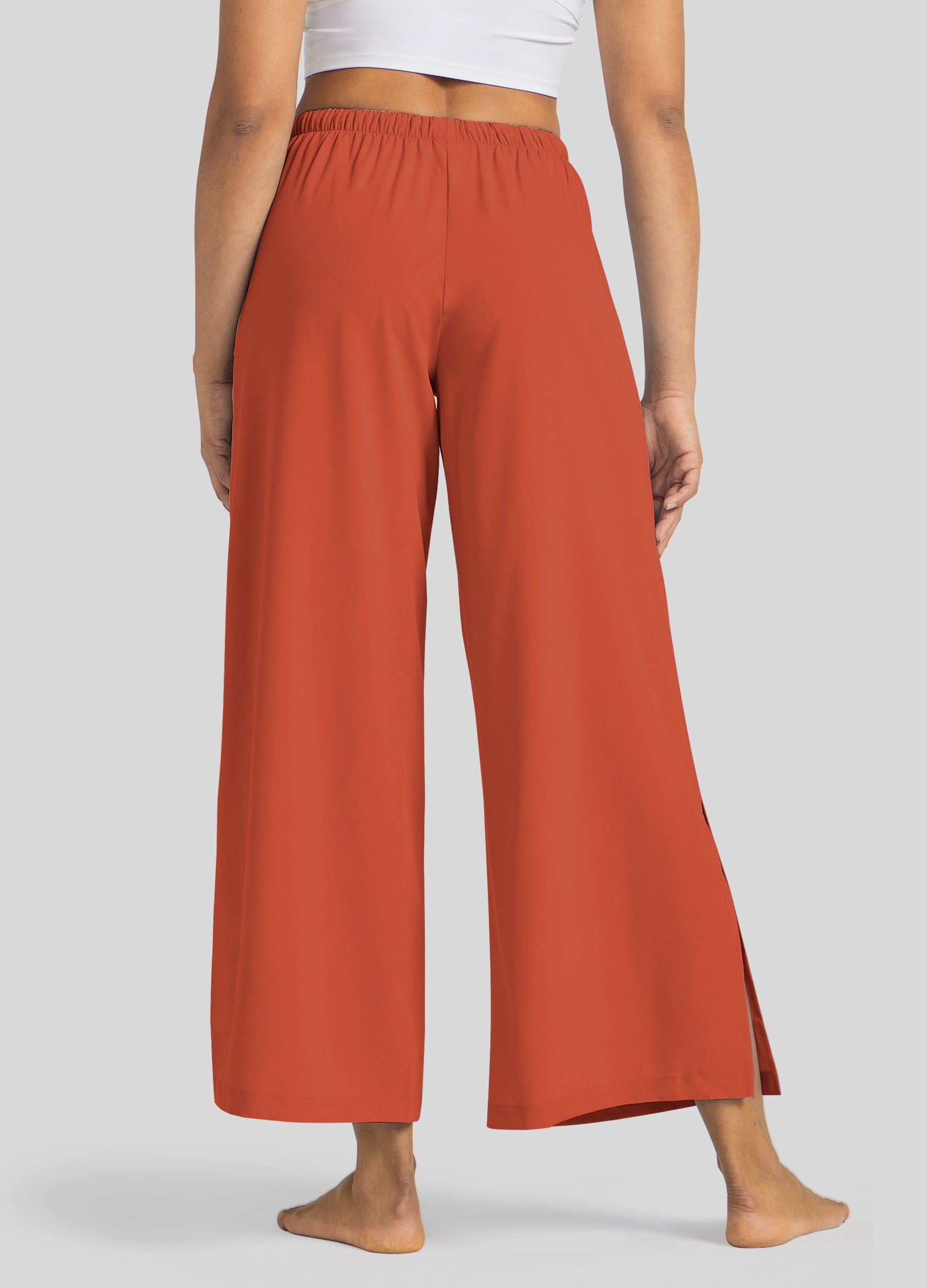 Womens Wide-Leg Cropped Pants tomato red