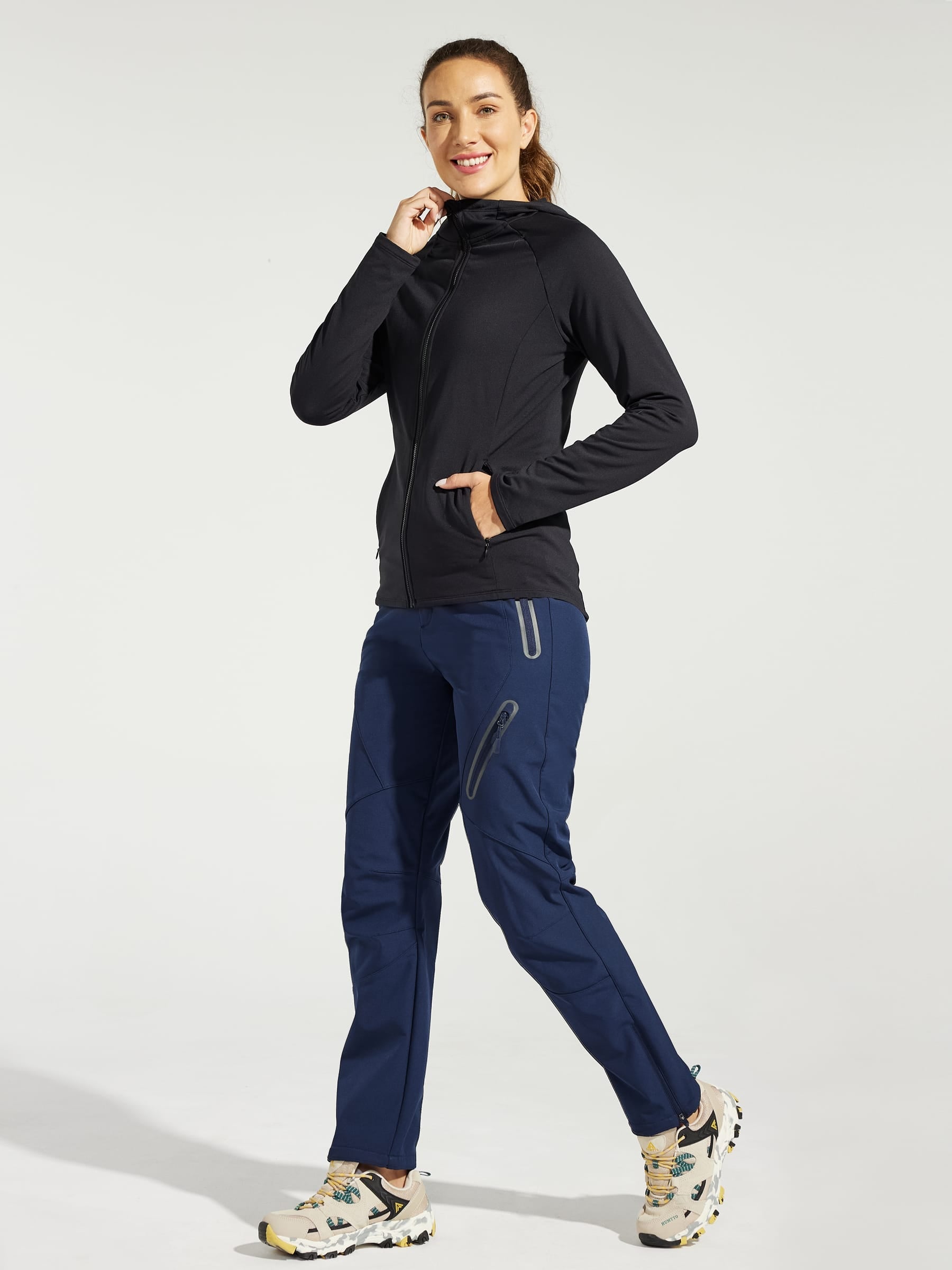 Women's Fleece Lined Snow Cargo Pants_Navy_model6