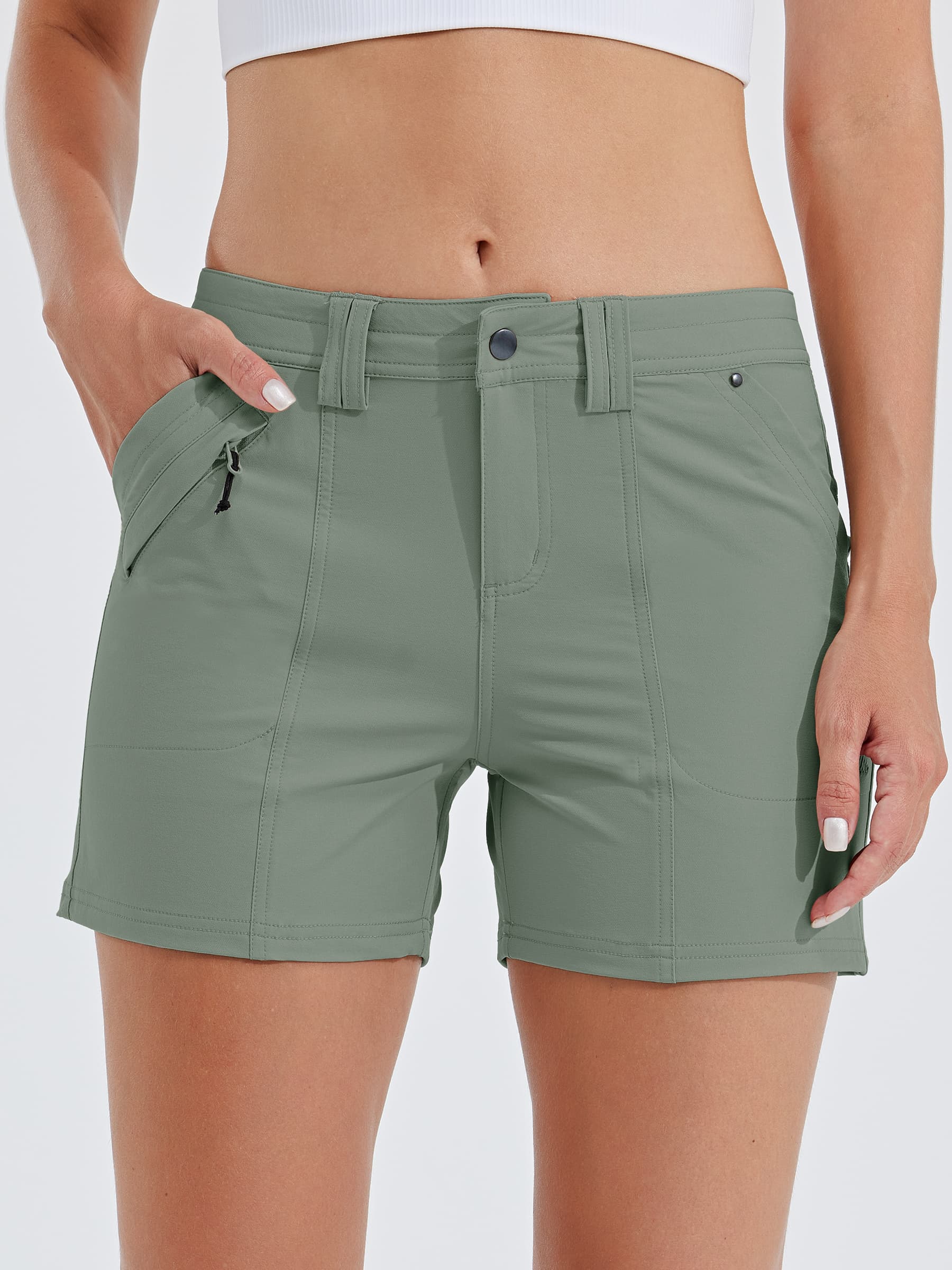 Womens Hiking Shorts 4.5 Inch sage green1