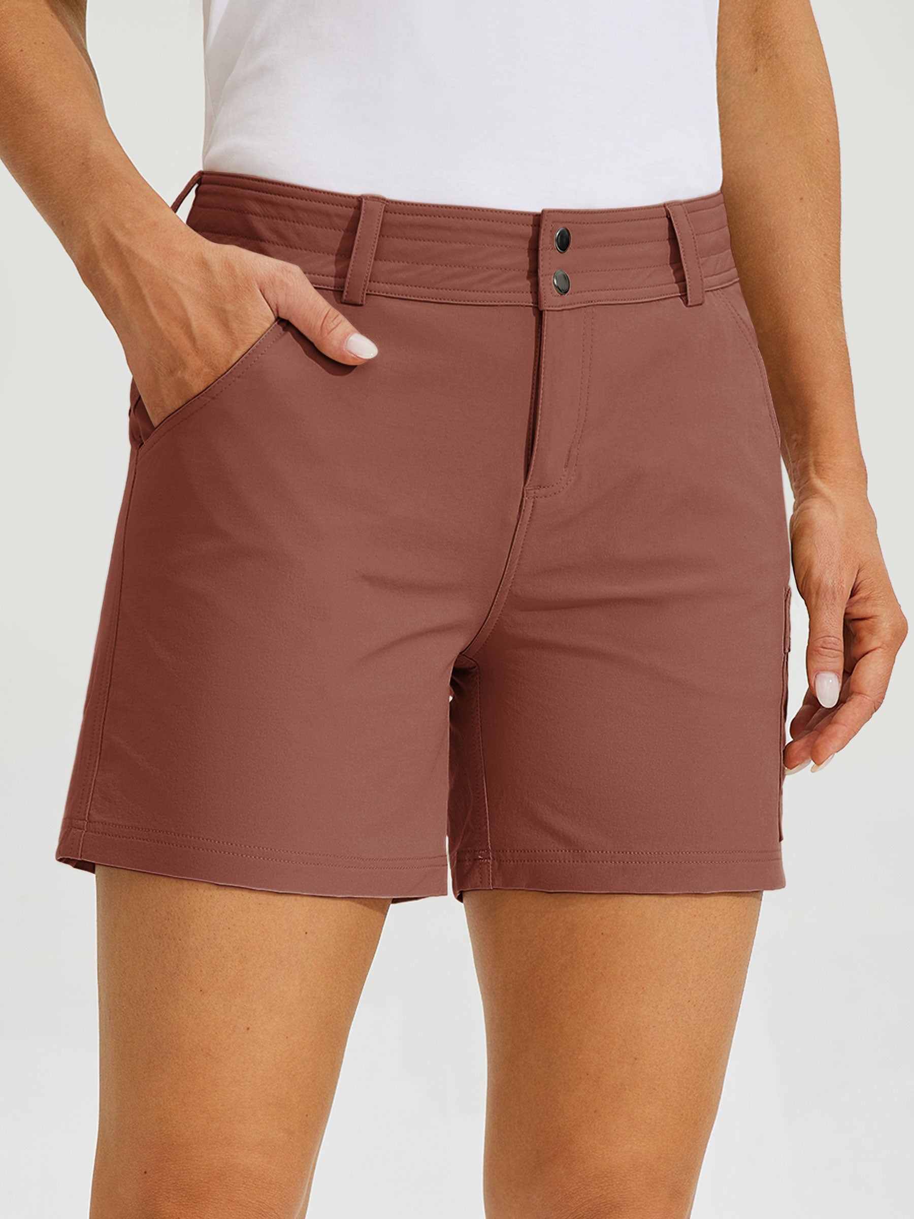 Womens High Waist Cargo Shorts 5 Inch cacao1
