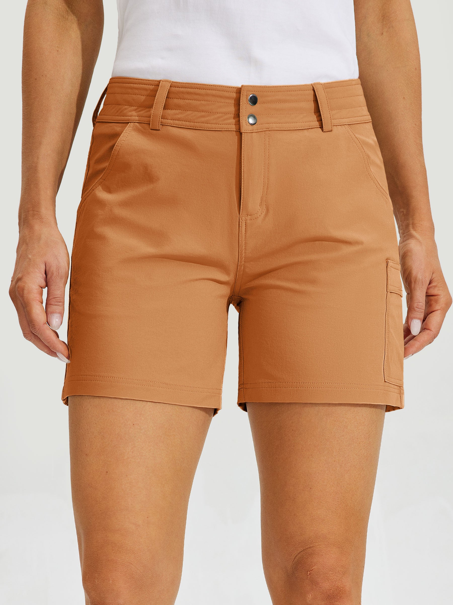 Womens High Waist Cargo Shorts 5 Inch copper1