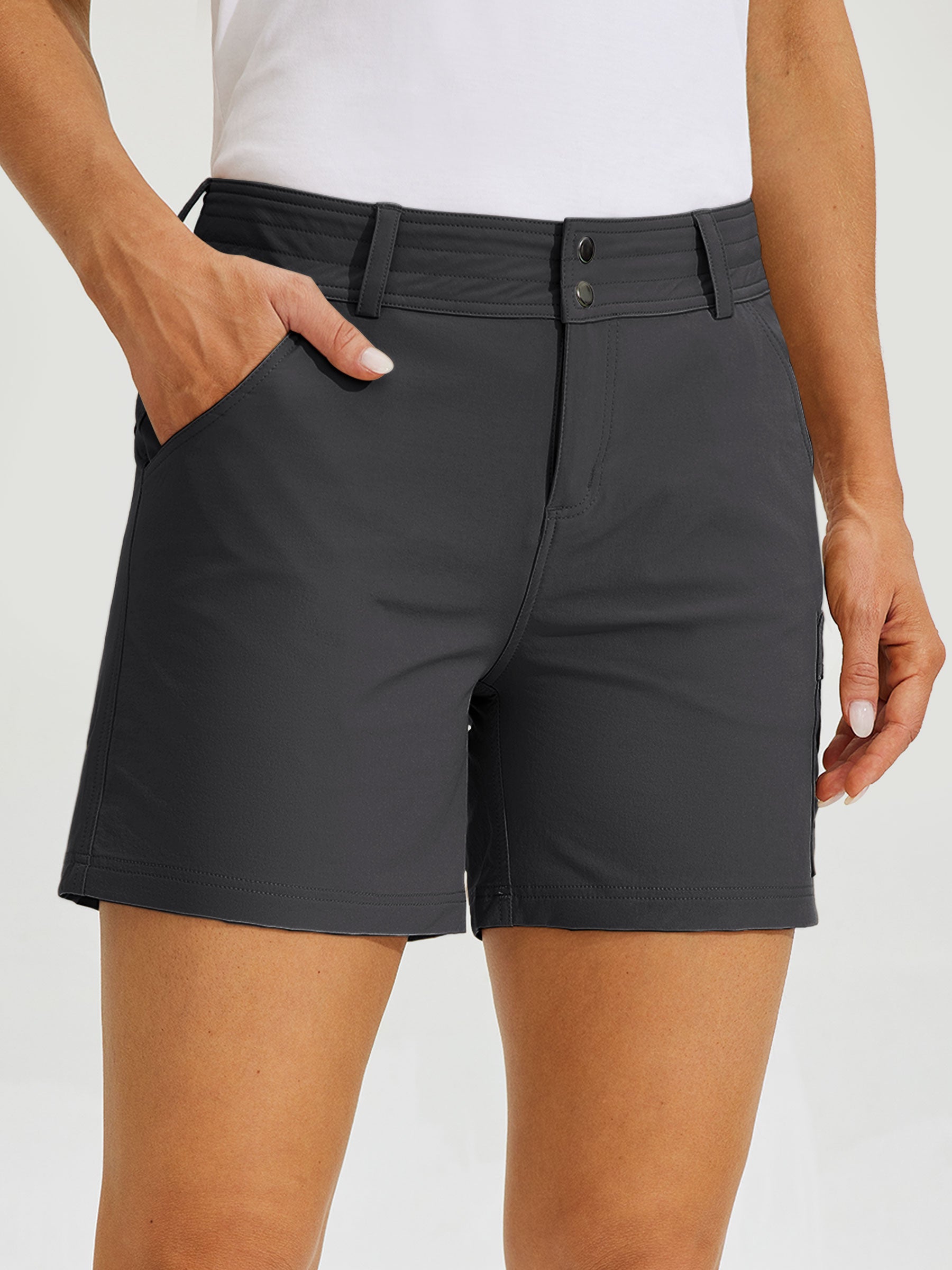 Womens High Waist Cargo Shorts 5 Inch dark gray1