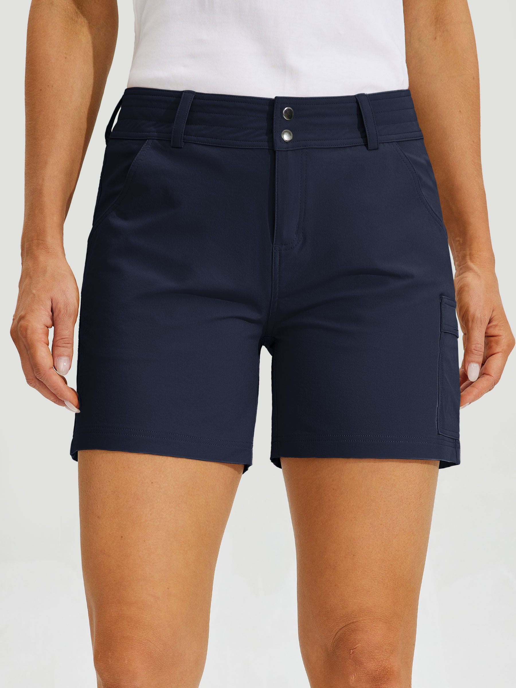 Womens High Waist Cargo Shorts 5 Inch deep blue1