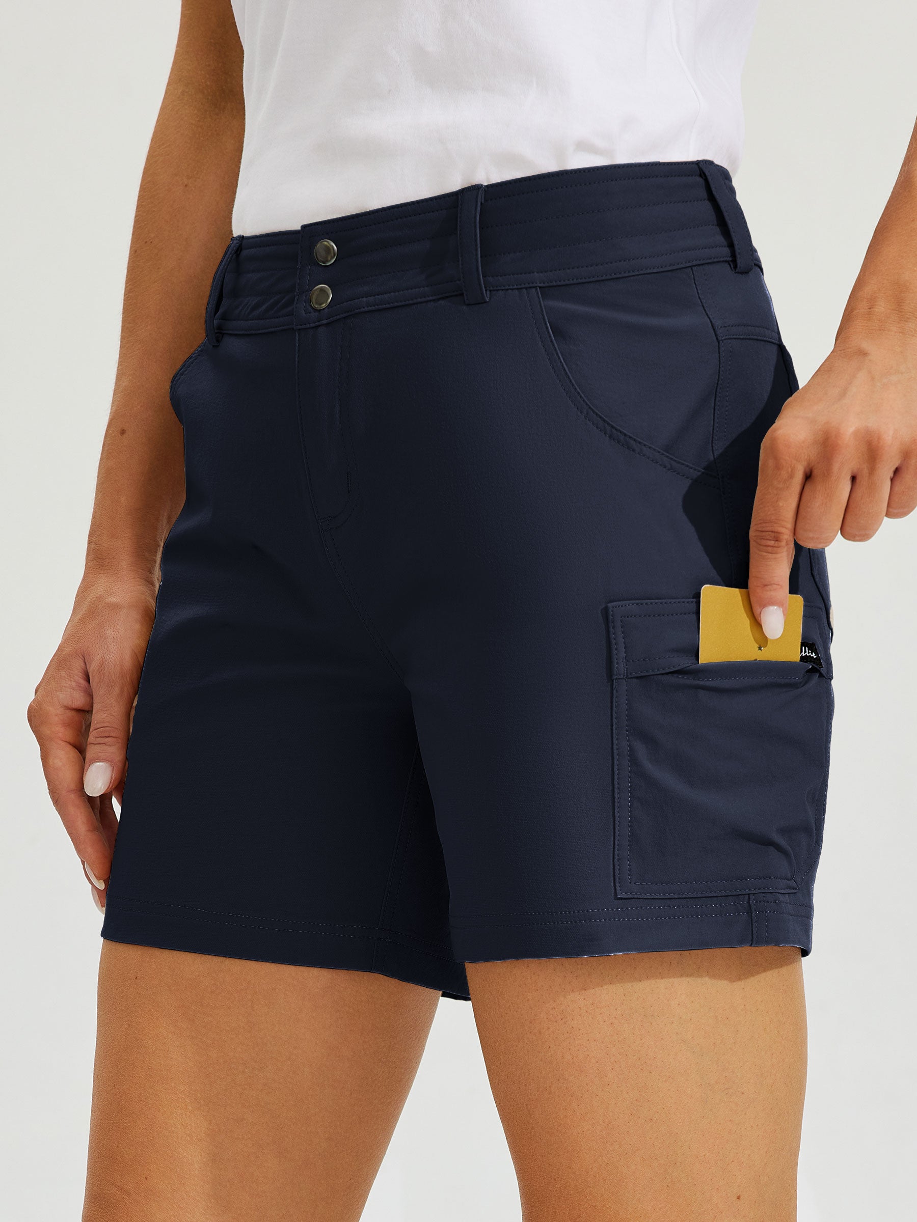 Womens High Waist Cargo Shorts 5 Inch deep blue3