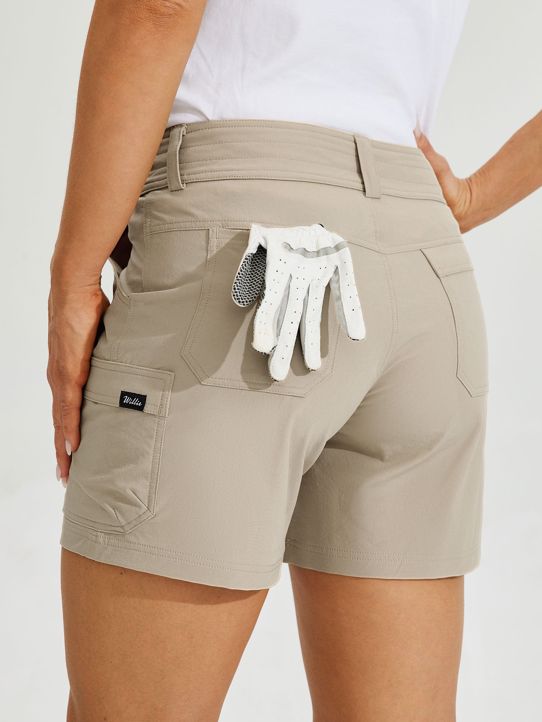 Womens High Waist Cargo Shorts 5 Inch khaki5