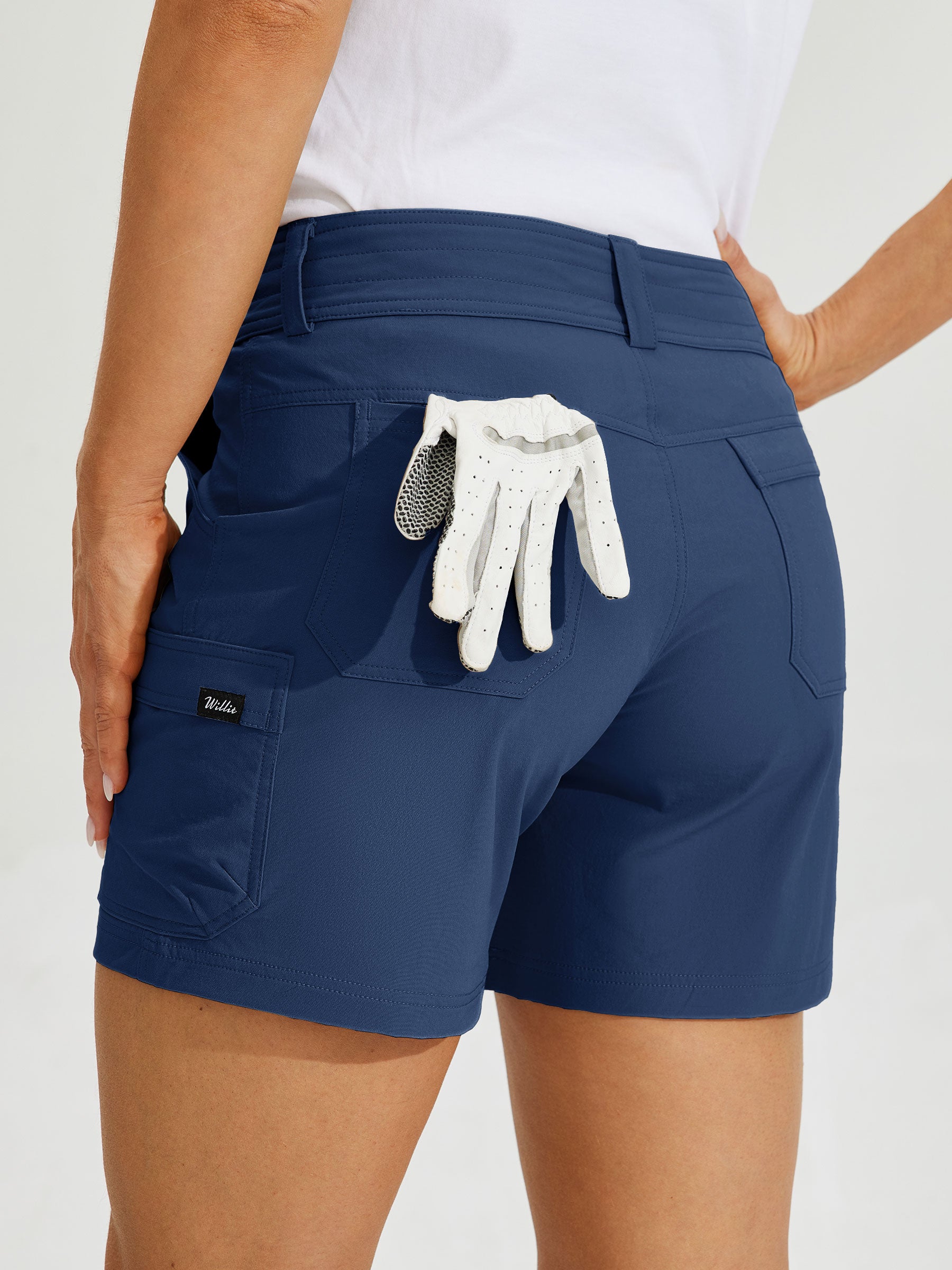 Womens High Waist Cargo Shorts 5 Inch navy5