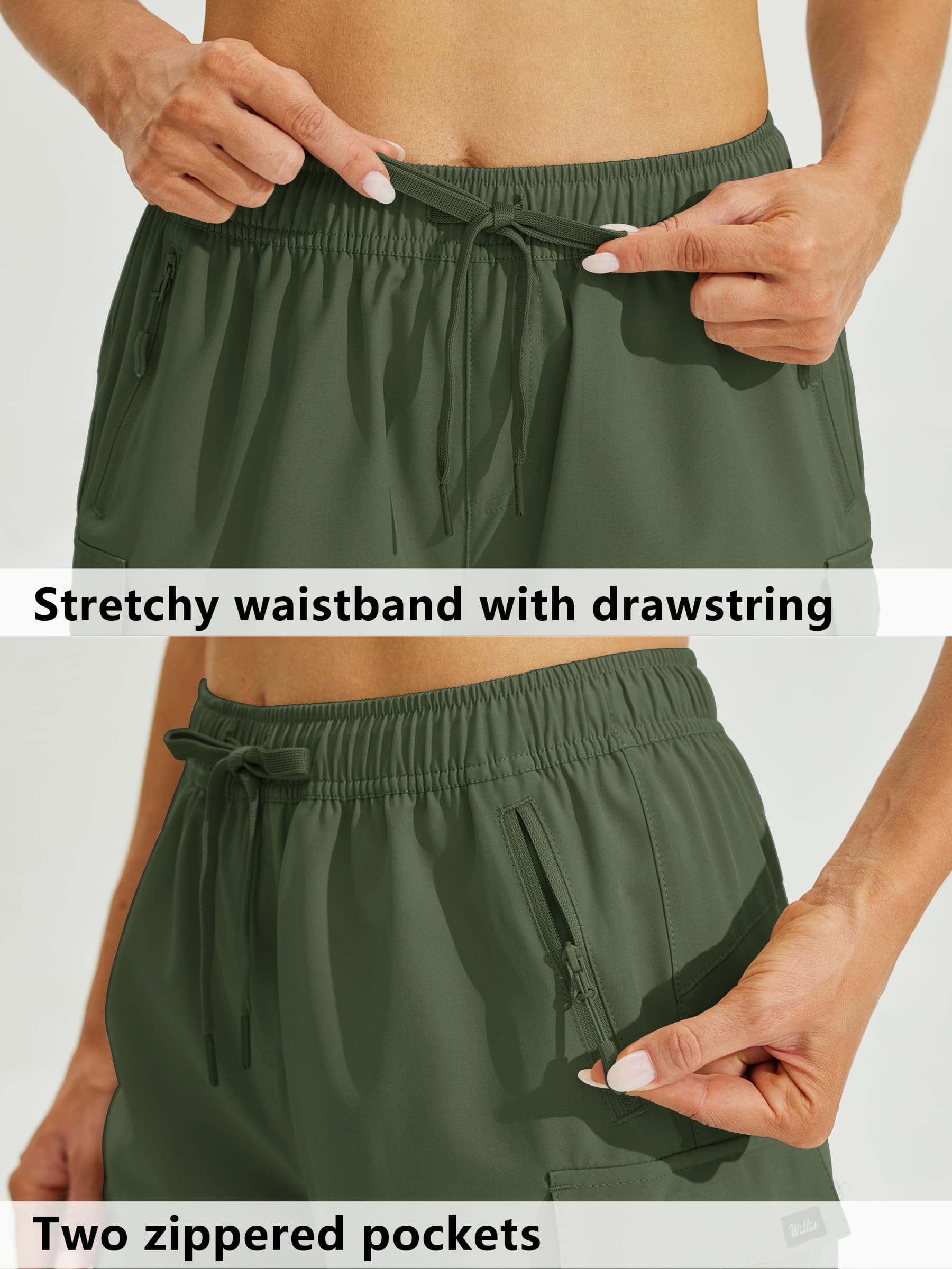 Willit Women's Hiking Workout Shorts in army green4