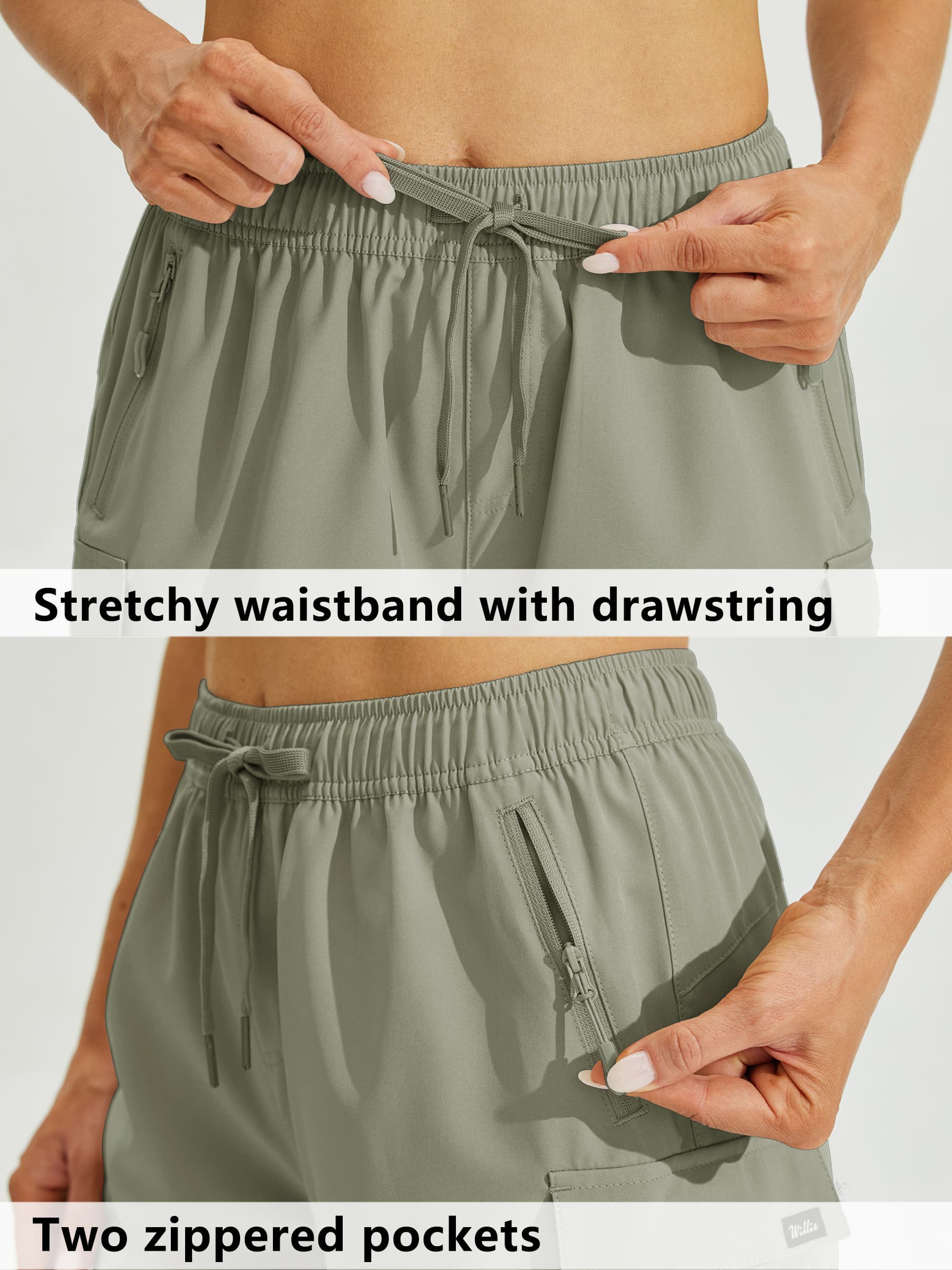 Willit Women's Hiking Workout Shorts in sage green2