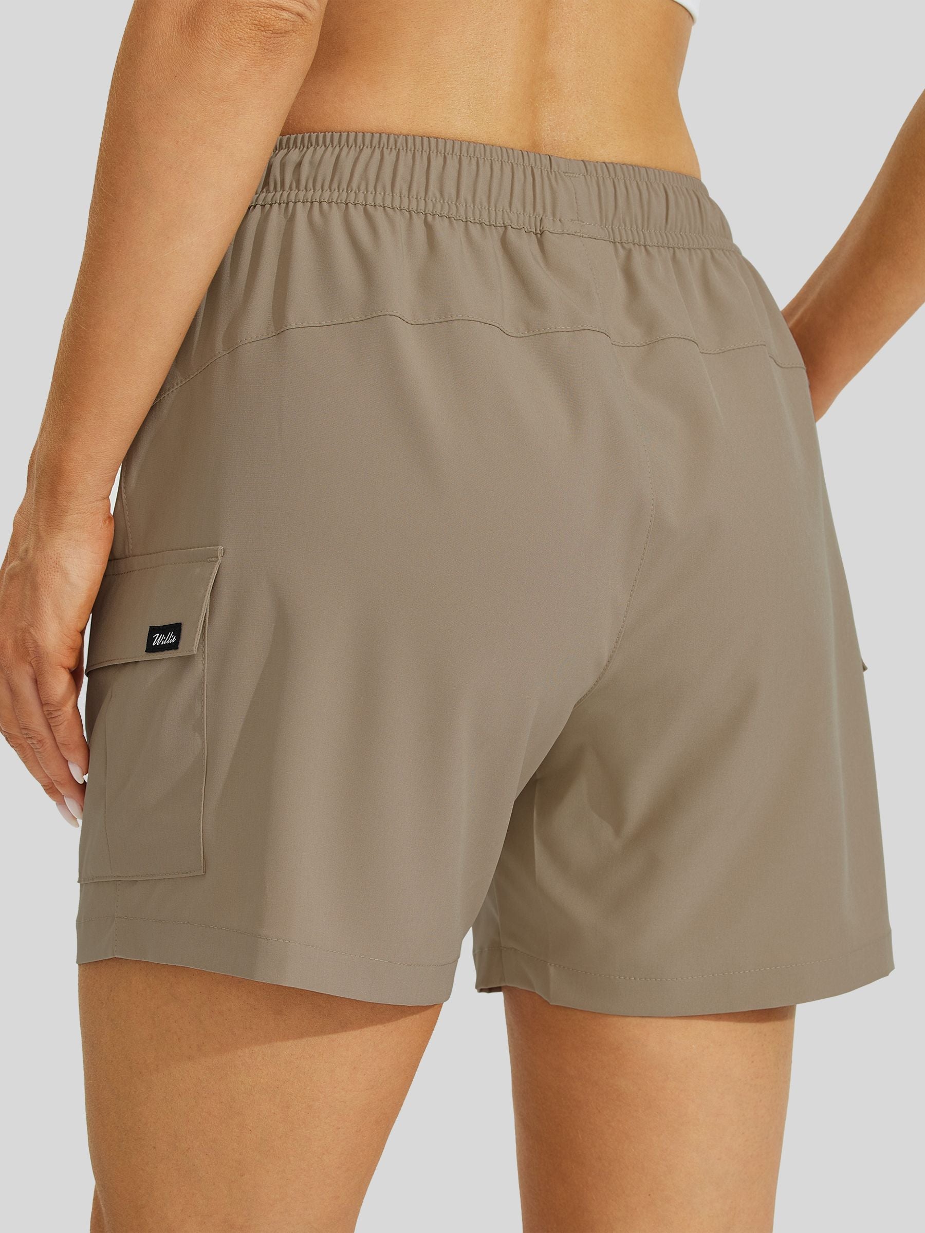 Willit Women's Hiking Workout Shorts in deep khaki4