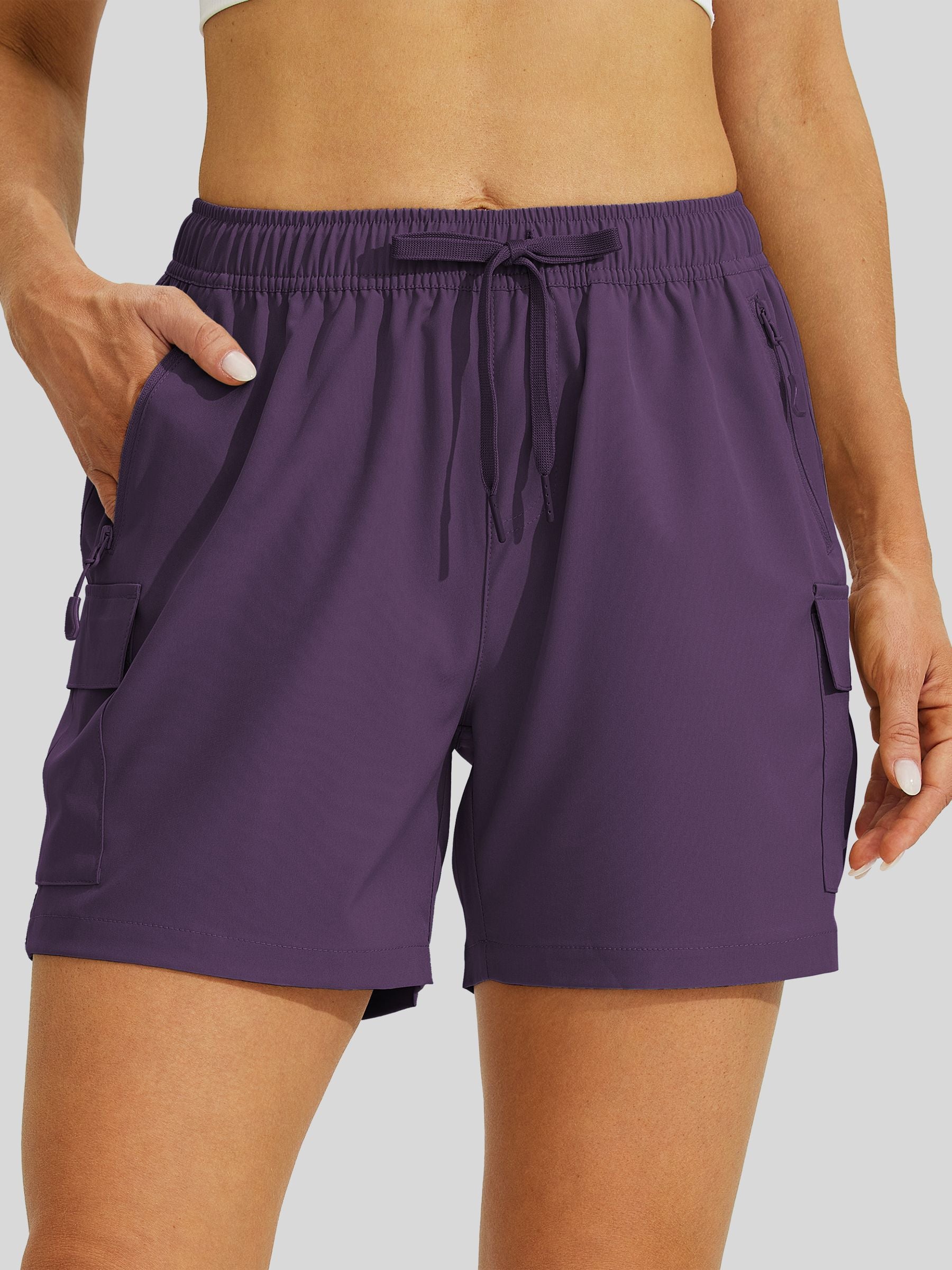 Willit Women's Hiking Workout Shorts in purple1