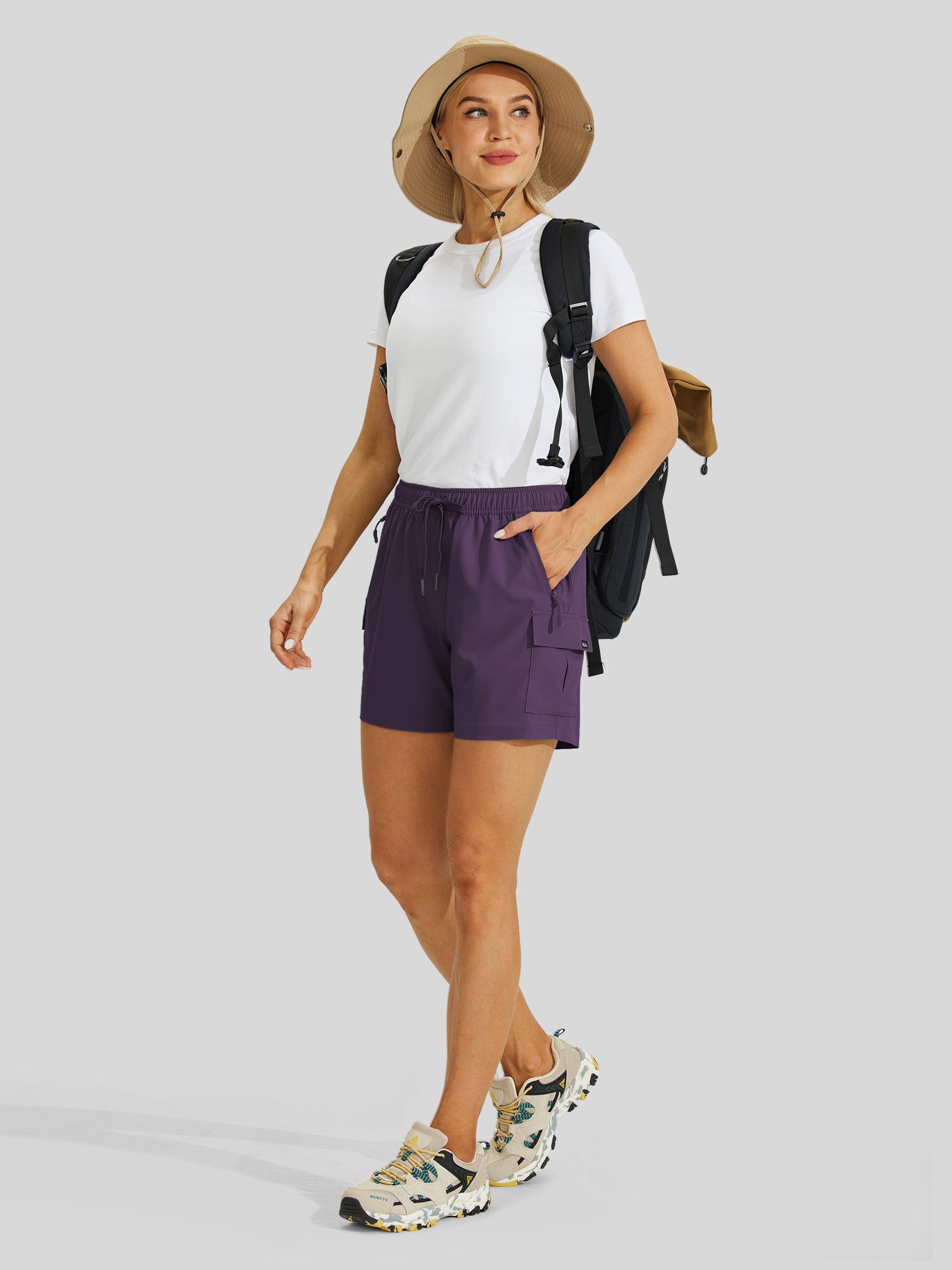 Willit Women's Hiking Workout Shorts in purple5