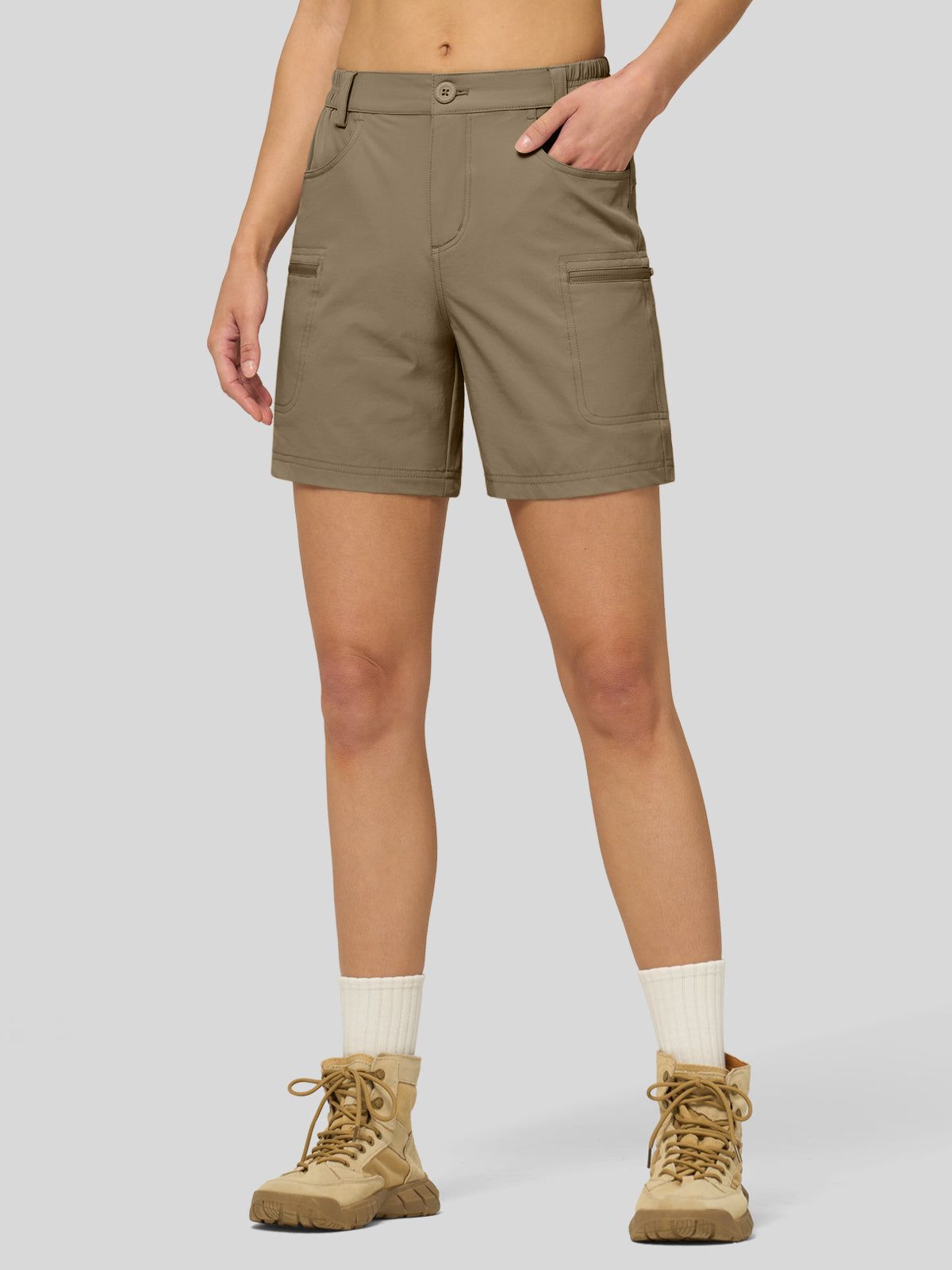 Willit Women's Hiking Shorts Quick Dry in deep khaki1