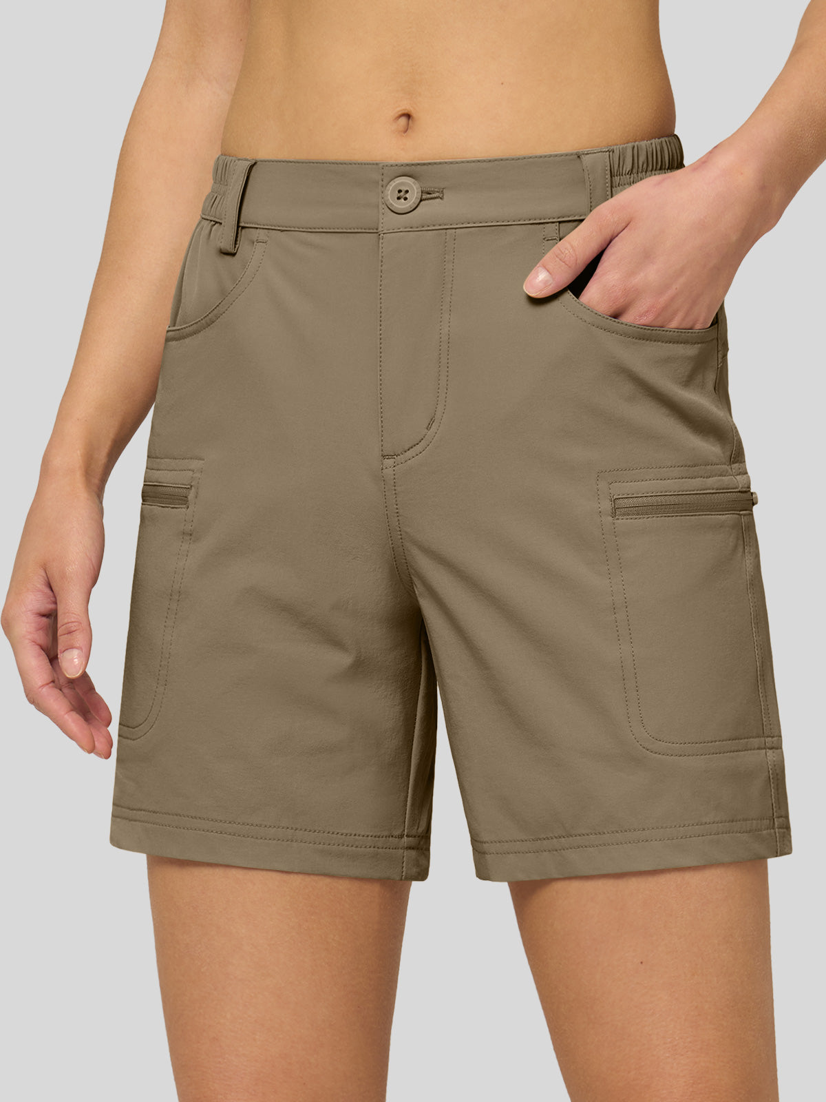 Willit Women's Hiking Shorts Quick Dry in deep khaki2