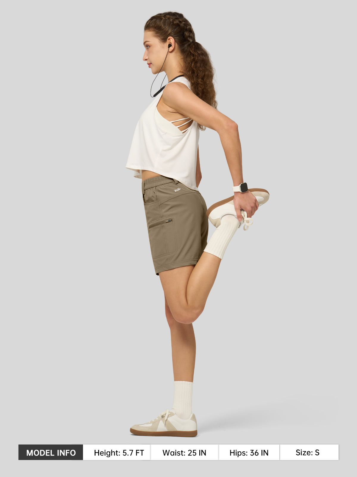 Willit Women's Hiking Shorts Quick Dry in deep khaki5