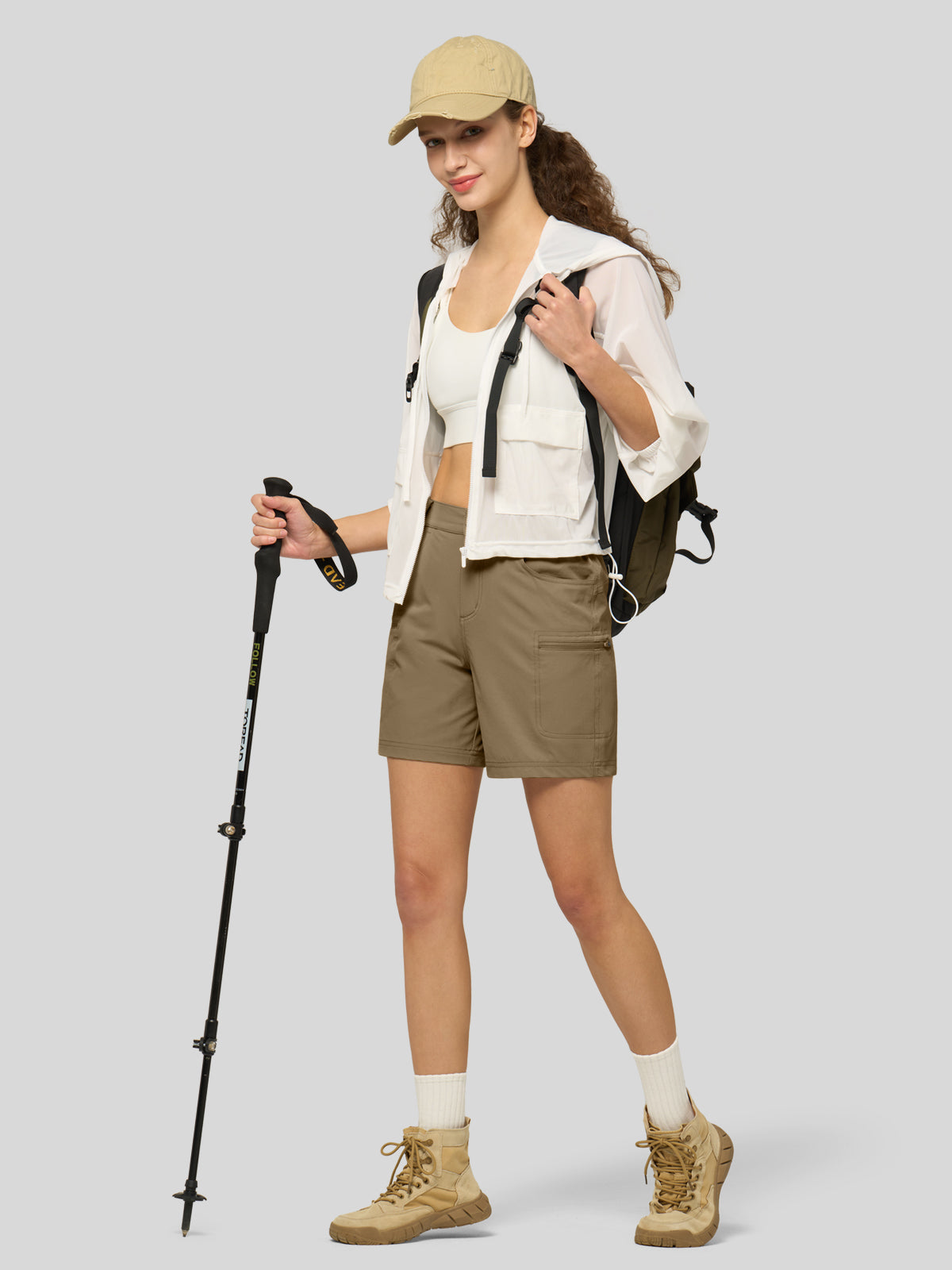 Willit Women's Hiking Shorts Quick Dry in deep khaki4