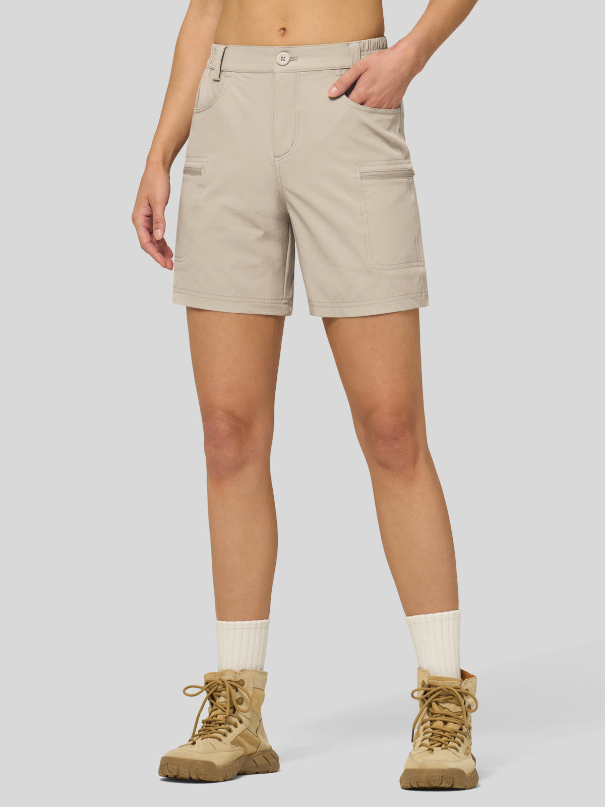 Willit Women's Hiking Shorts Quick Dry in light khaki1