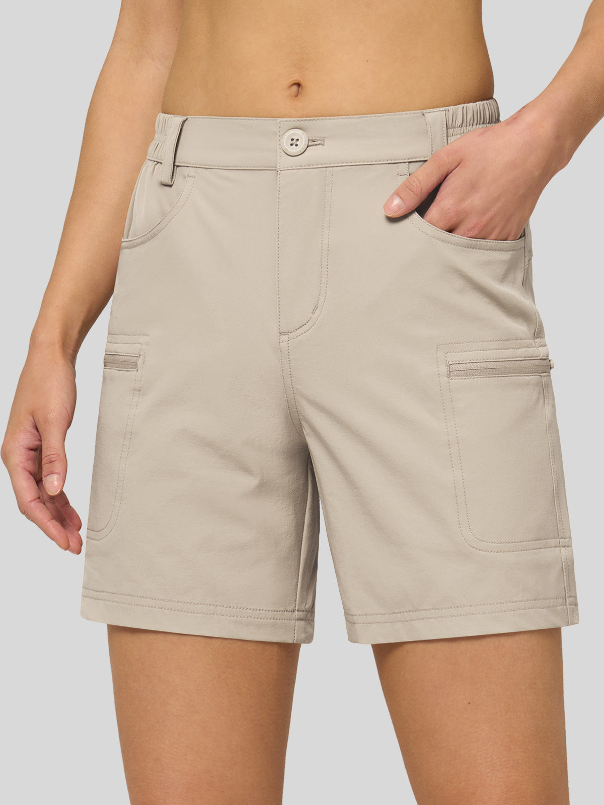 Willit Women's Hiking Shorts Quick Dry in light khaki2