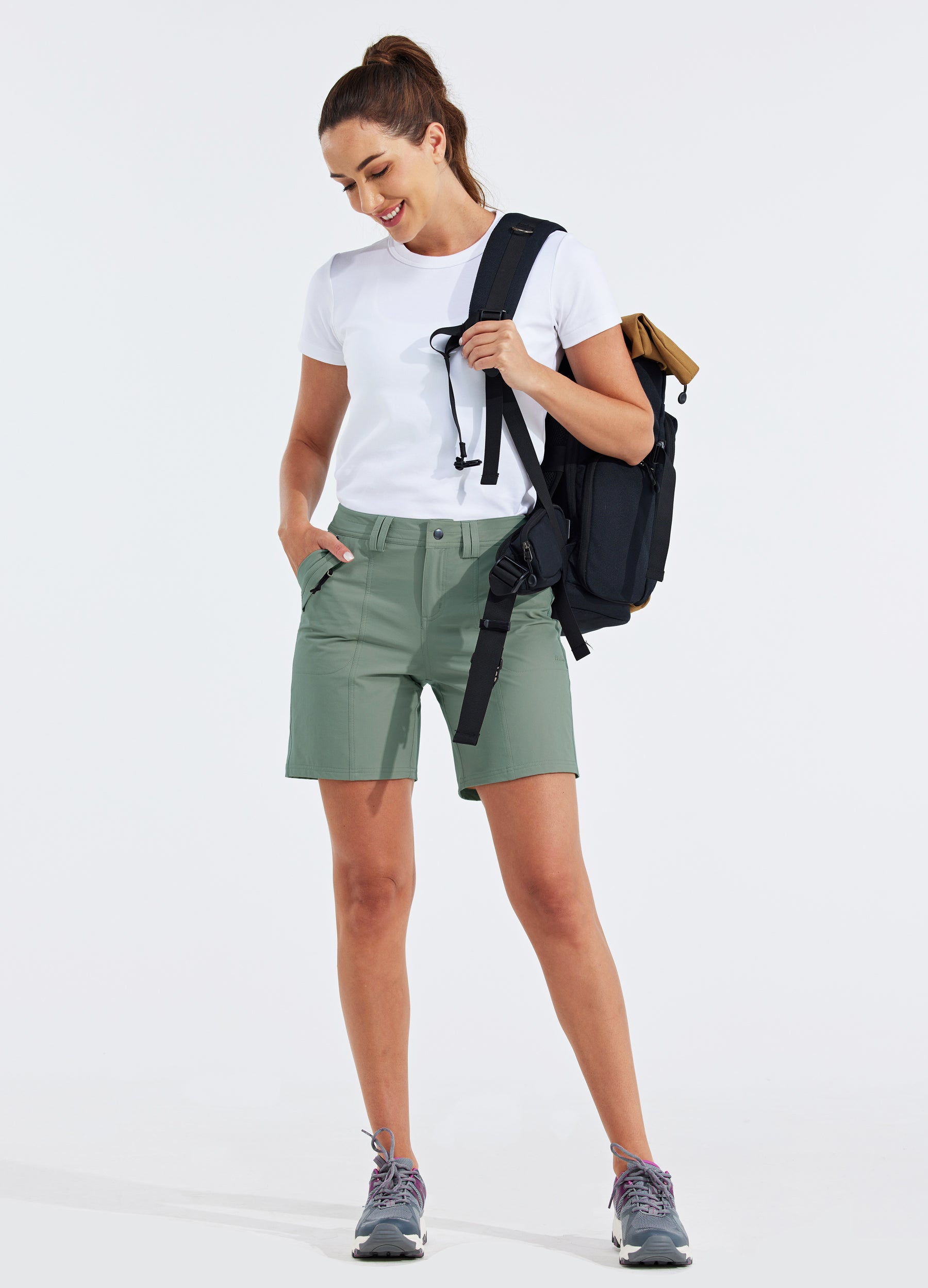 Womens Hiking Shorts Water Resistant sage green4