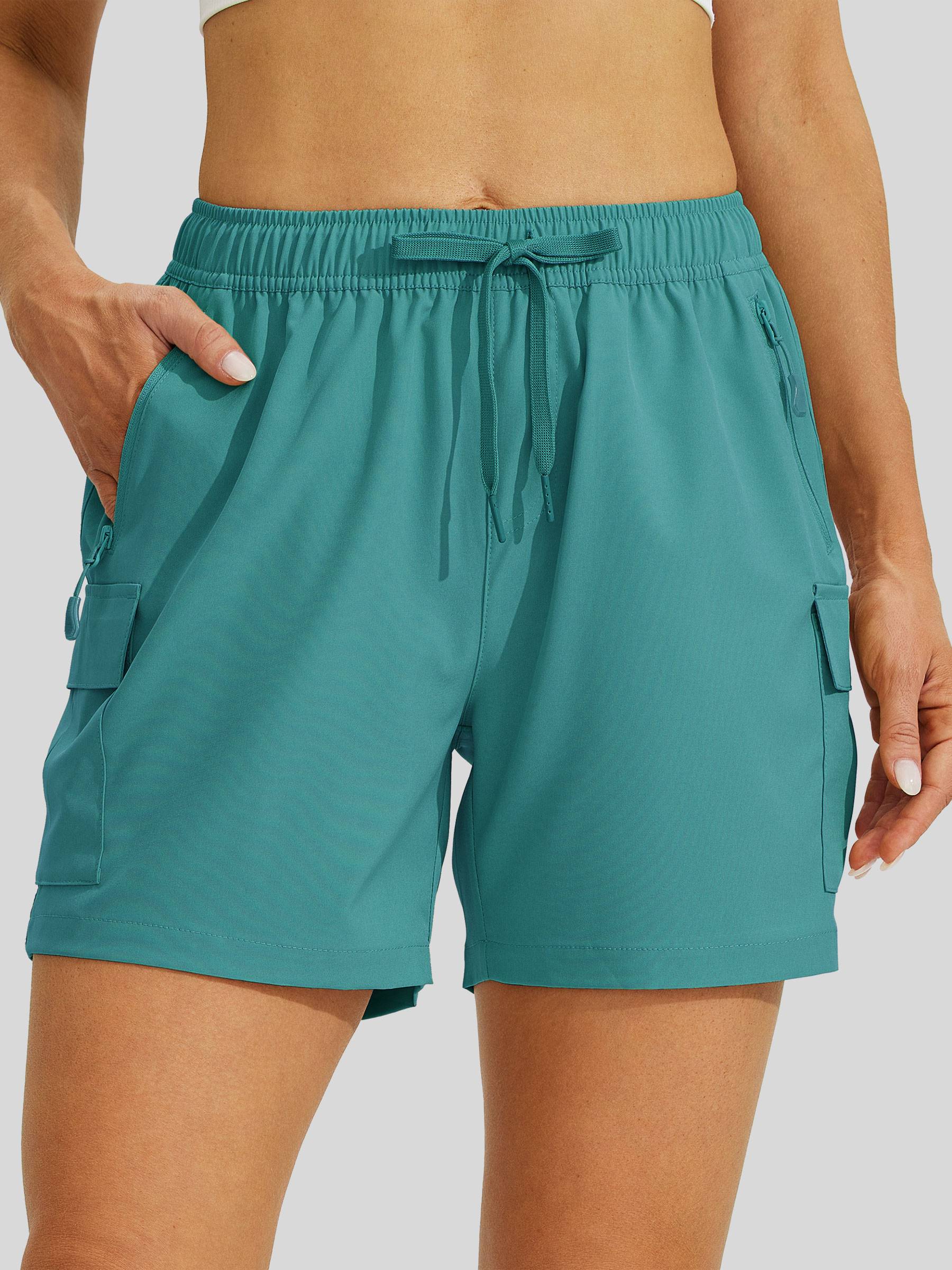 Willit Women's Hiking Workout Shorts in teal1