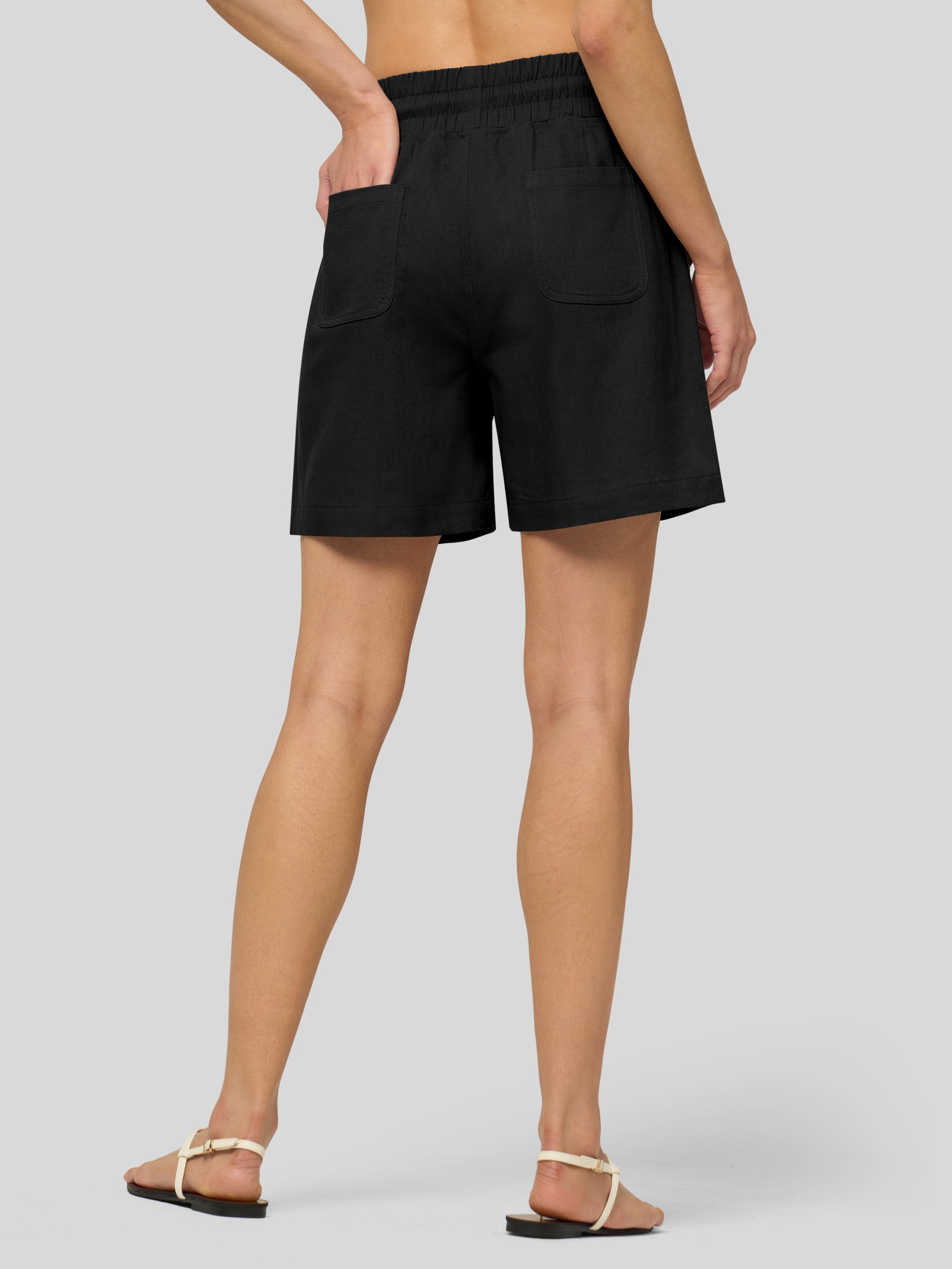 Willit Women's Linen Bermuda Shorts 5 Inch in black3