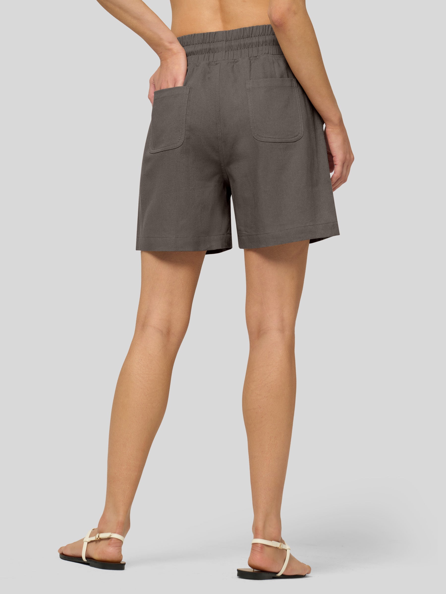 Willit Women's Linen Bermuda Shorts 5 Inch in gray3