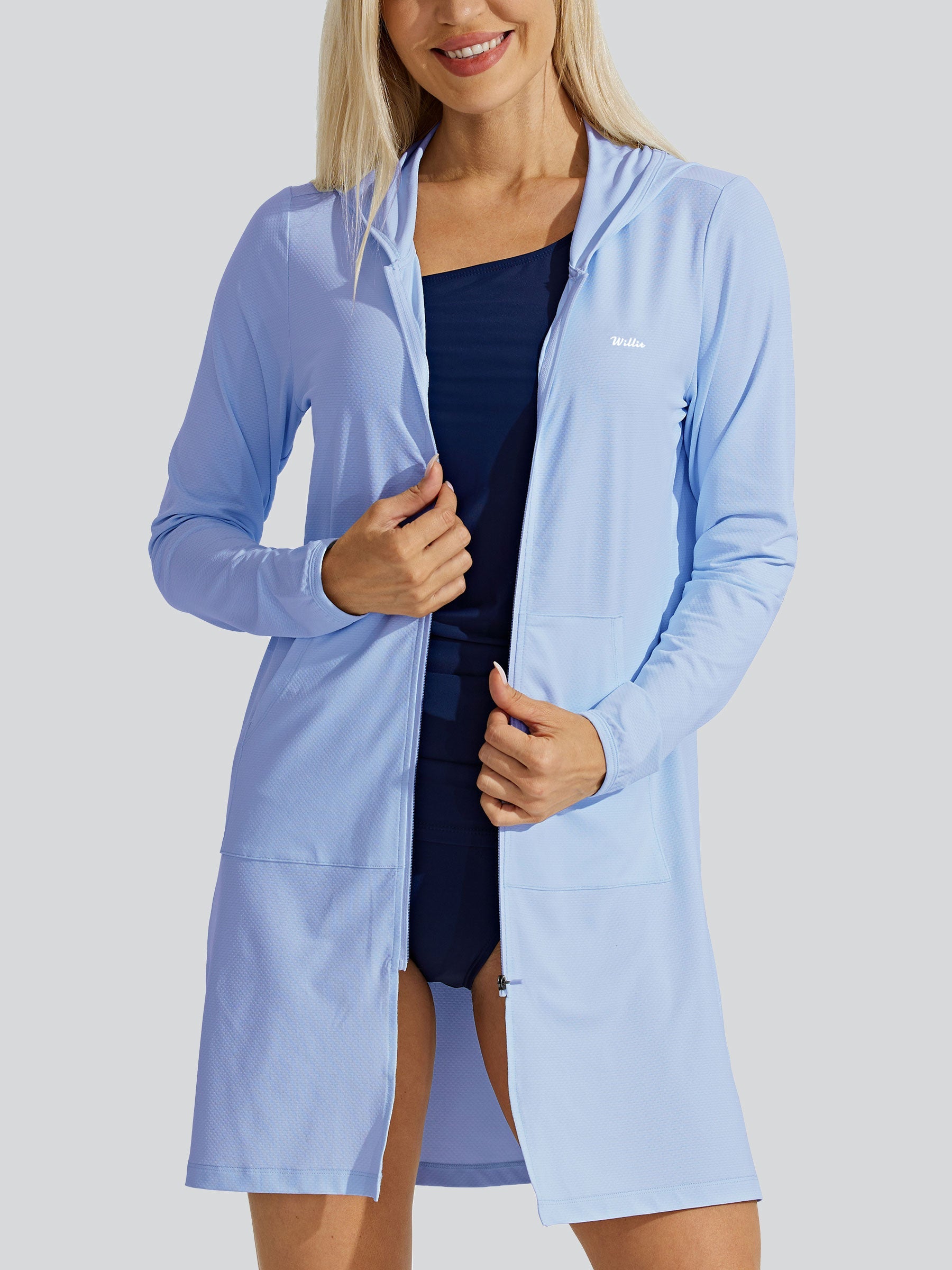 Women's Sun Protection Long Hoodie Jacket_FogBlue_model1