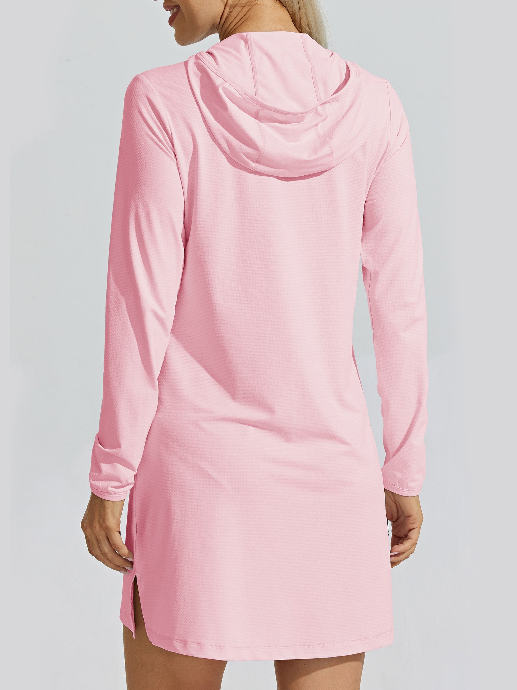 Women's Sun Protection Long Hoodie Jacket_Pink_model3