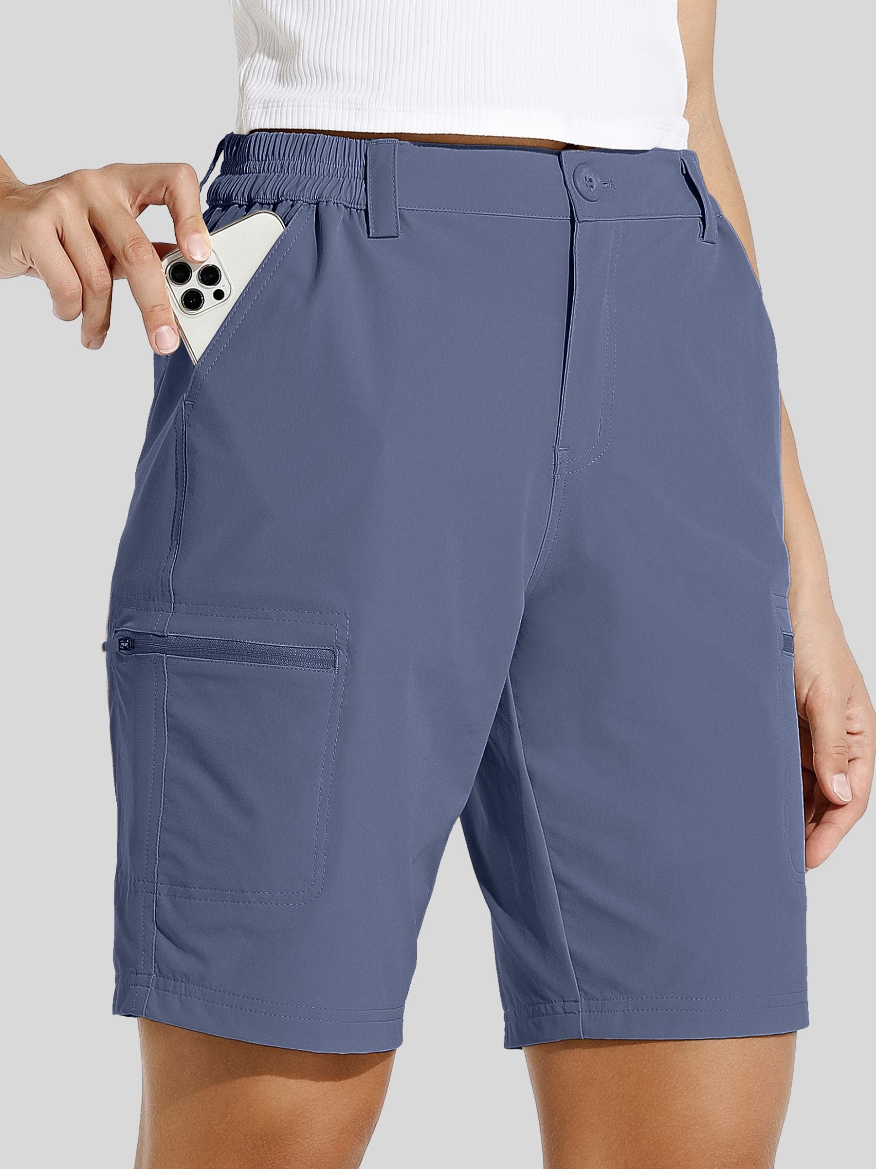 willit Womens Bermuda Cargo Shorts 10 Inch in violet1