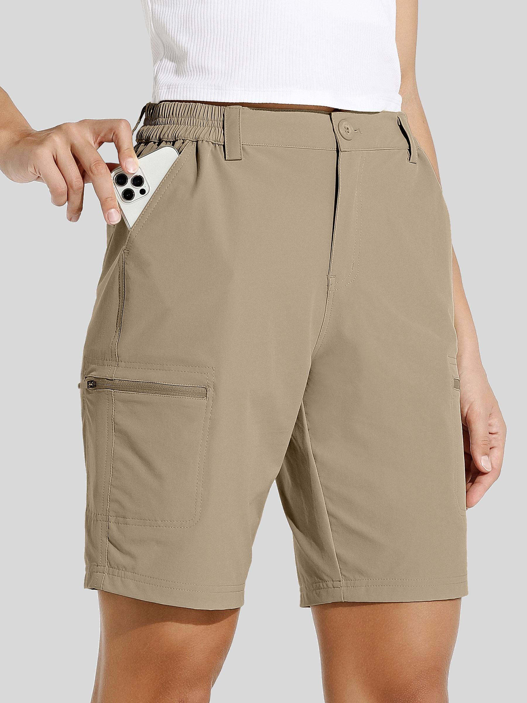 willit Womens Bermuda Cargo Shorts 10 Inch in deep khaki1