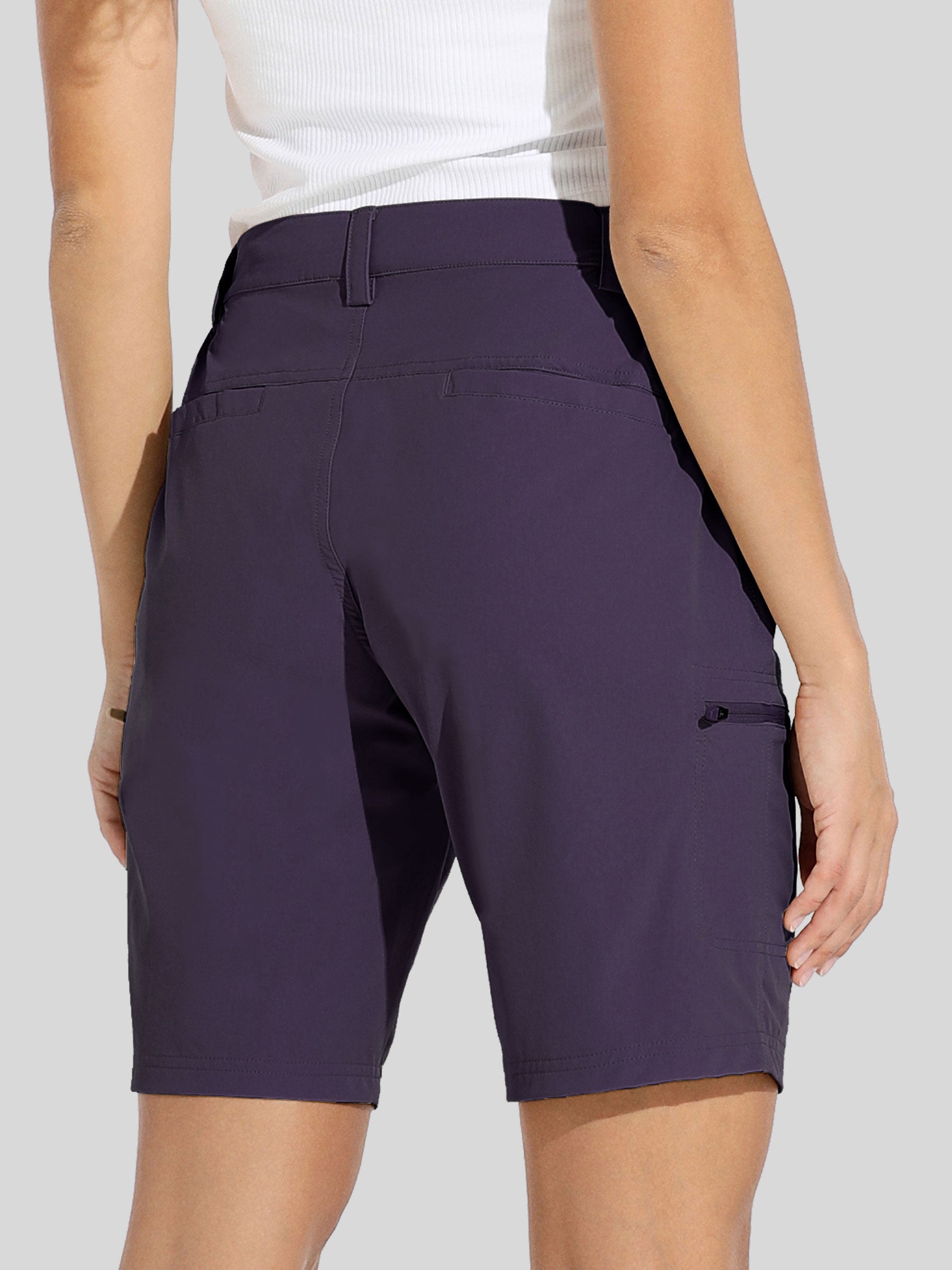 willit Womens Bermuda Cargo Shorts 10 Inch in deep purple2
