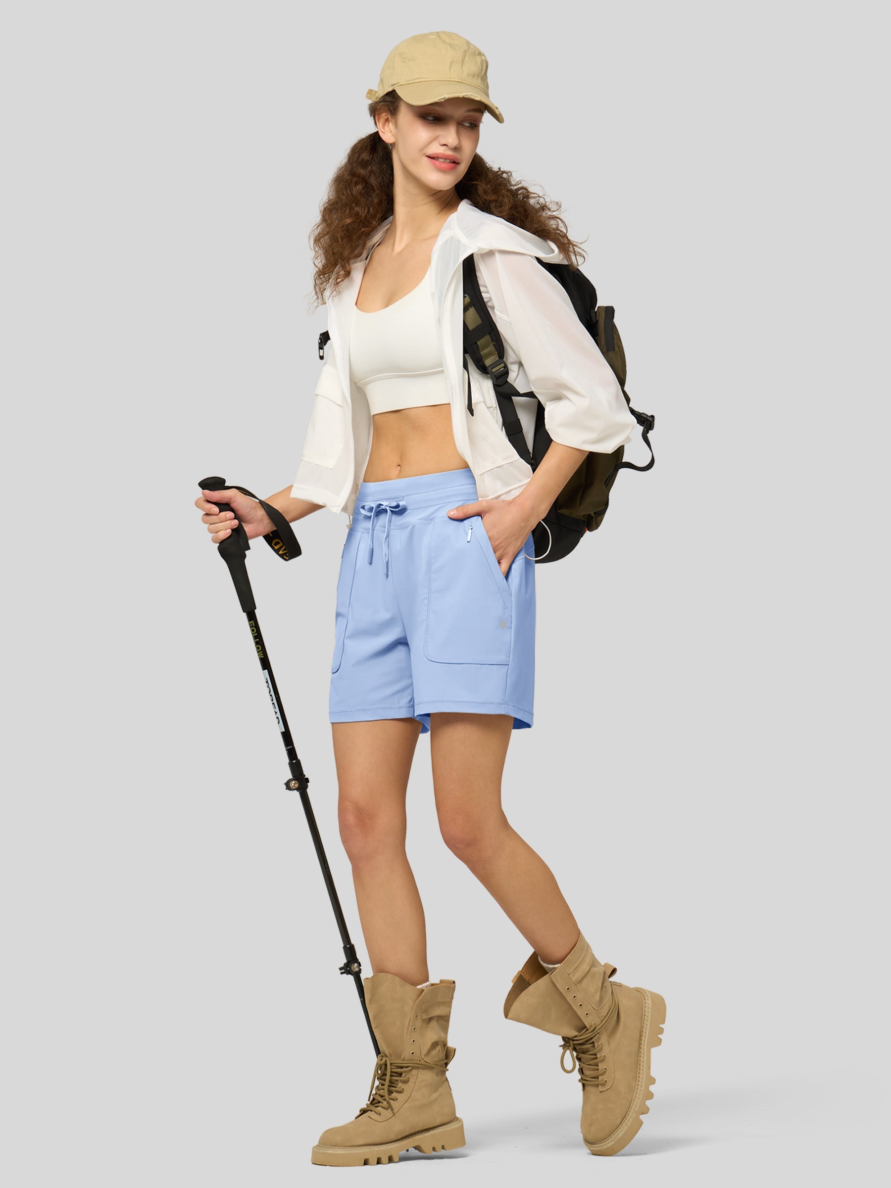 Willit Women's Quick-Dry Workout Shorts 5 Inch in baby blue4