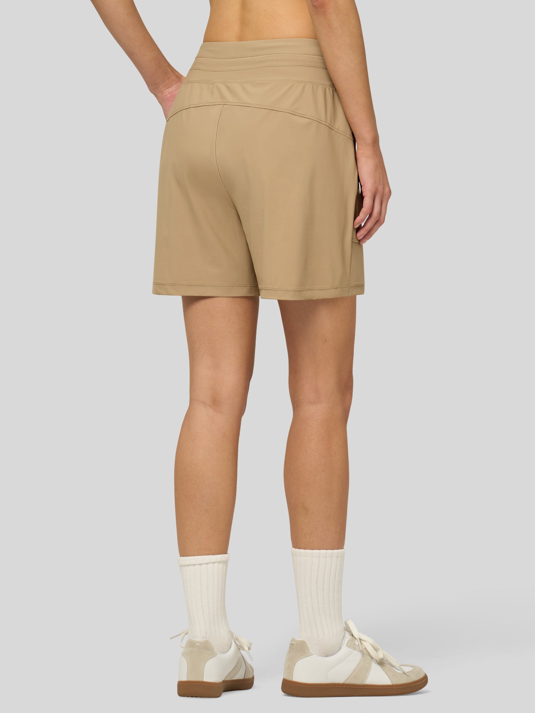 Willit Women's Quick-Dry Workout Shorts 5 Inch in khaki3