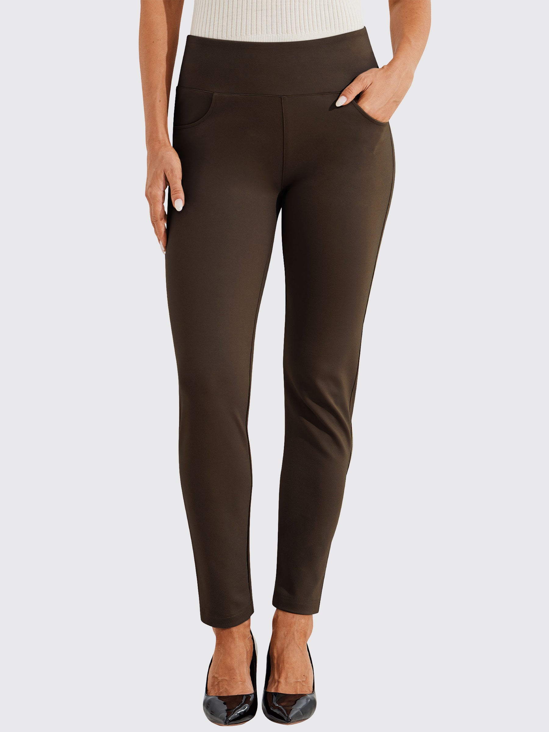 Womens Skinny Stretch Dress Pants brown