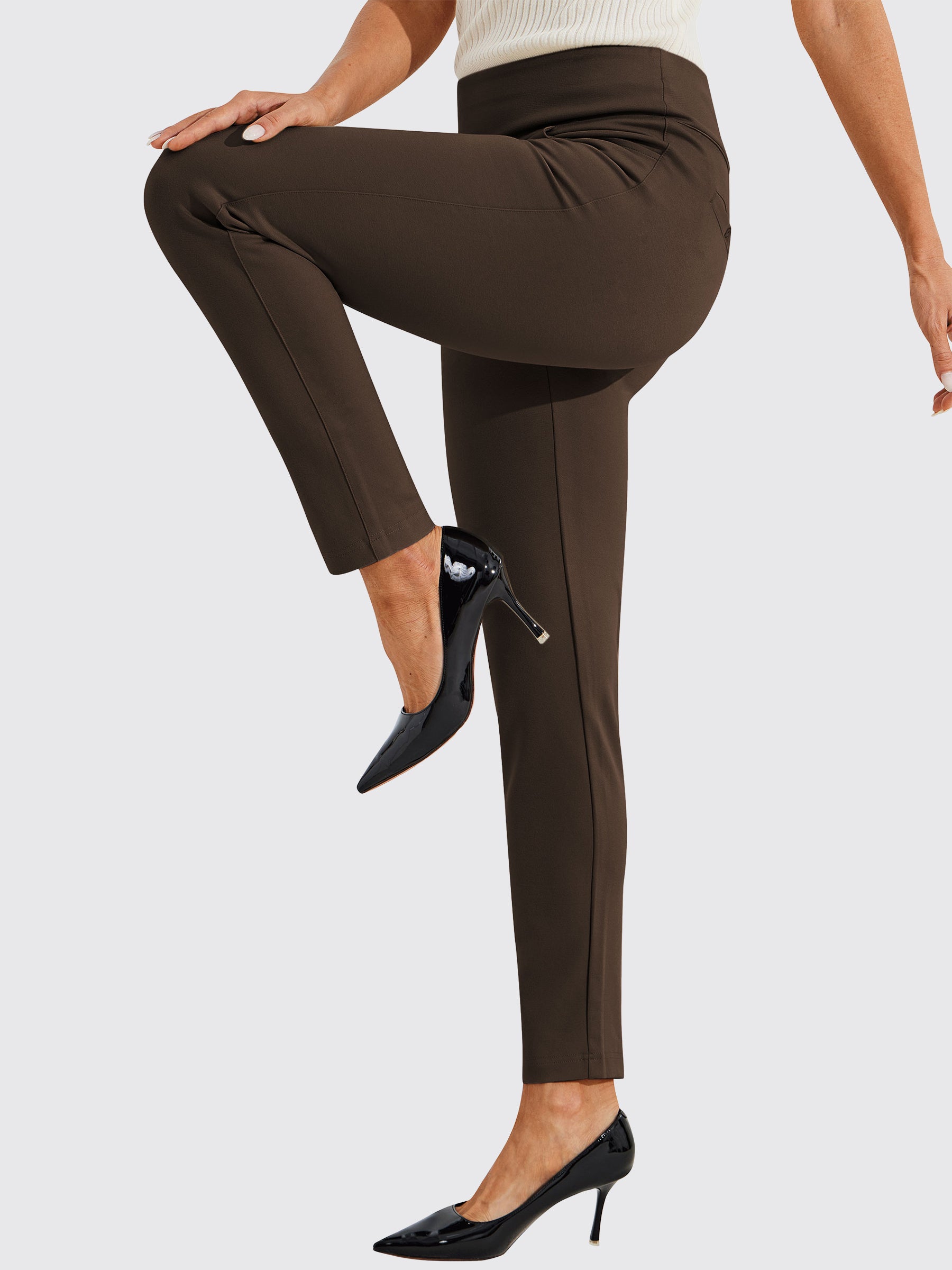 Womens Skinny Stretch Dress Pants brown