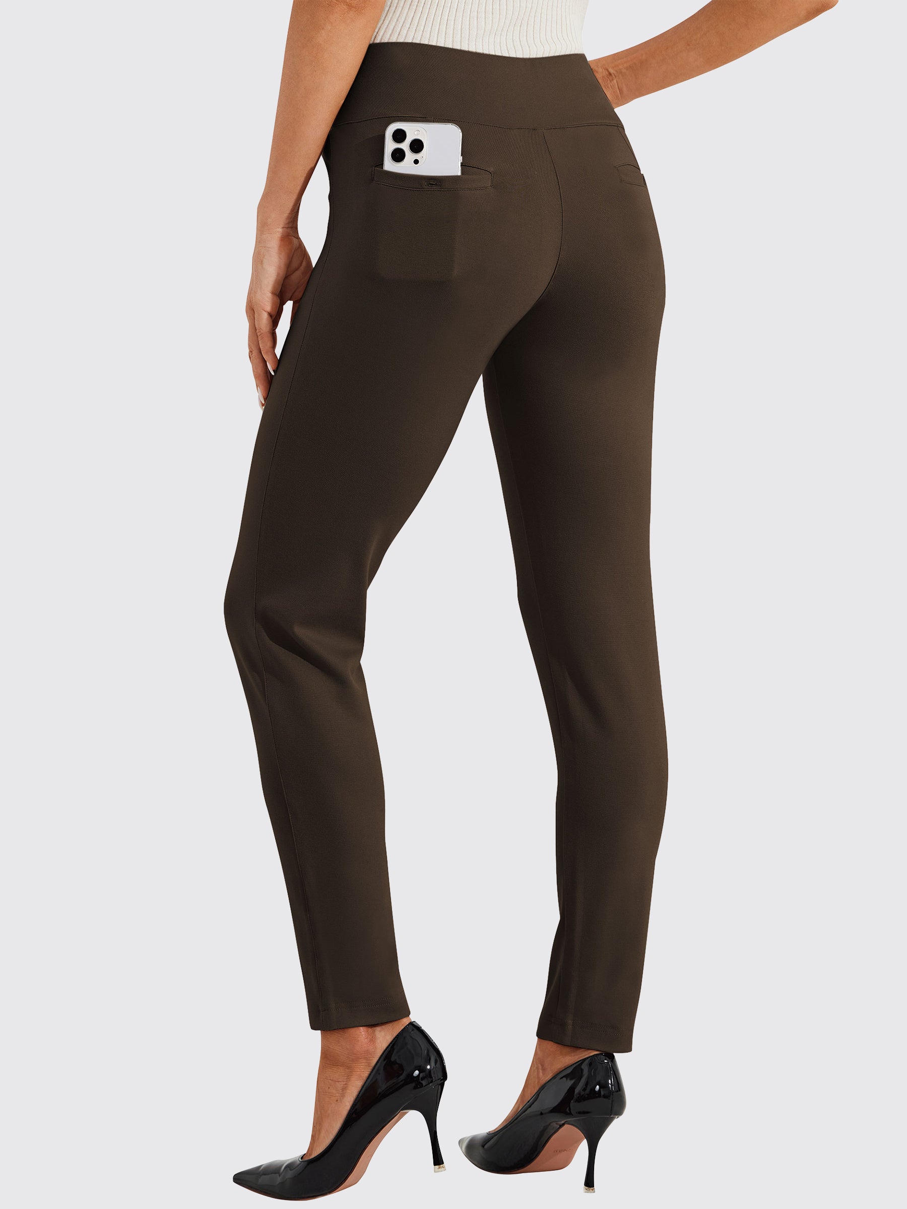 Womens Skinny Stretch Dress Pants brown